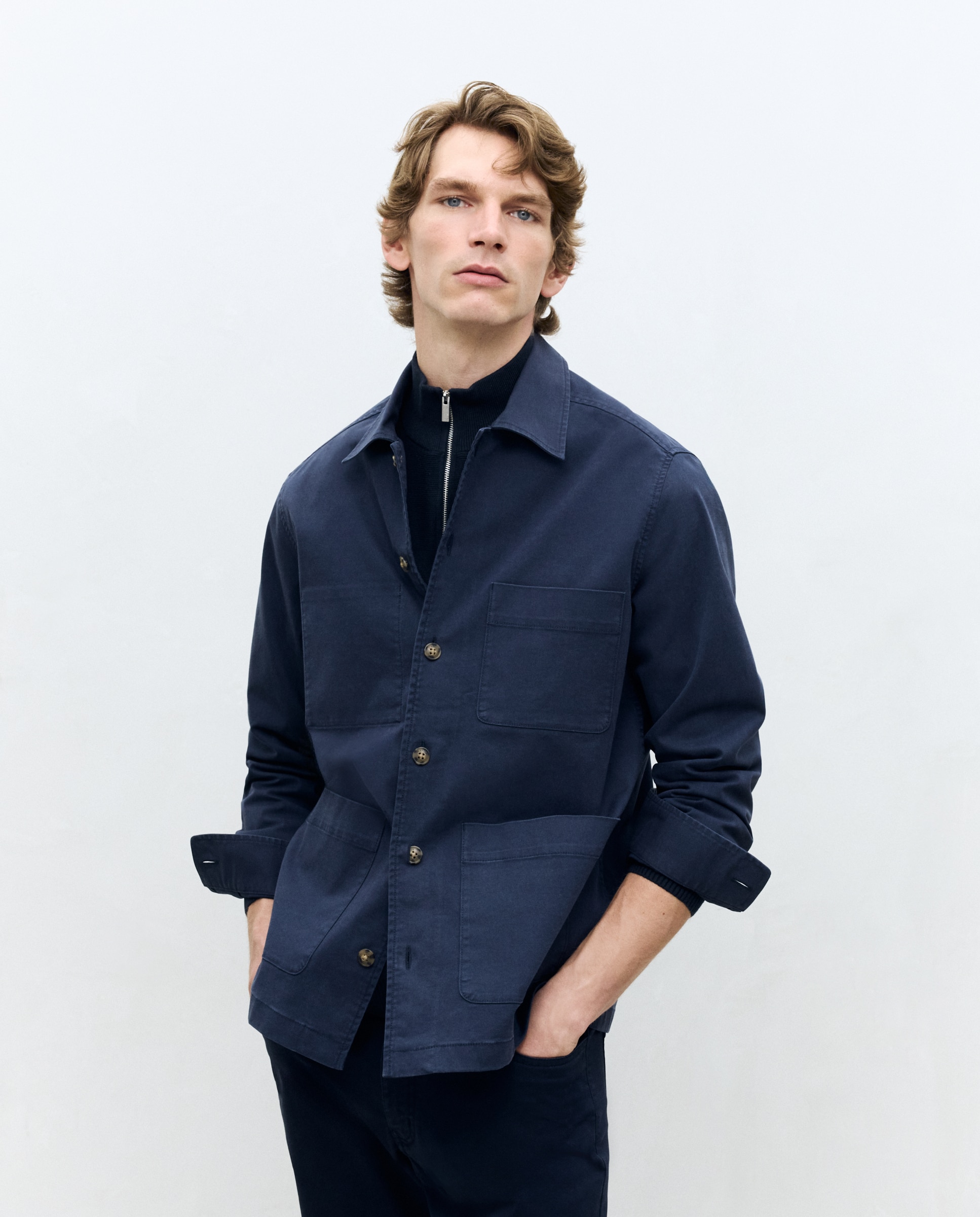 Dustin - Sobrecamisa de algodón lavado con bolsillos..