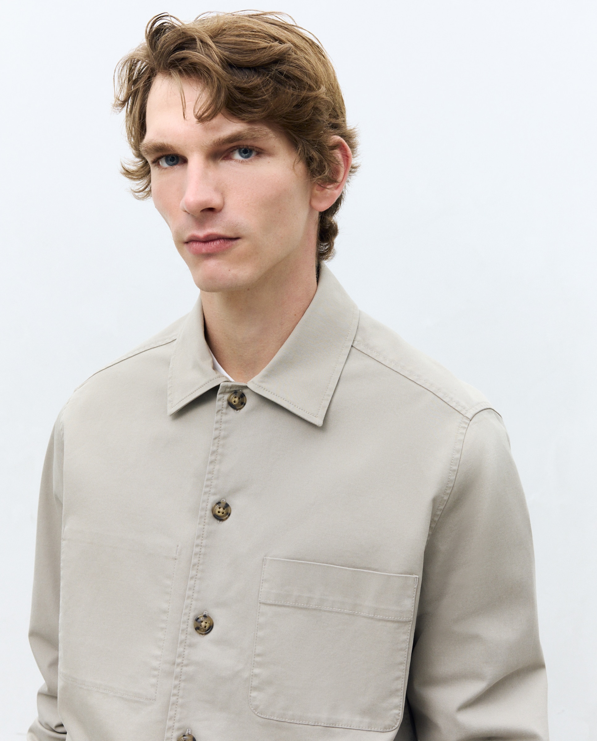 Sobrecamisa de Algodão com Lavagem e Bolsos Pedra-2
