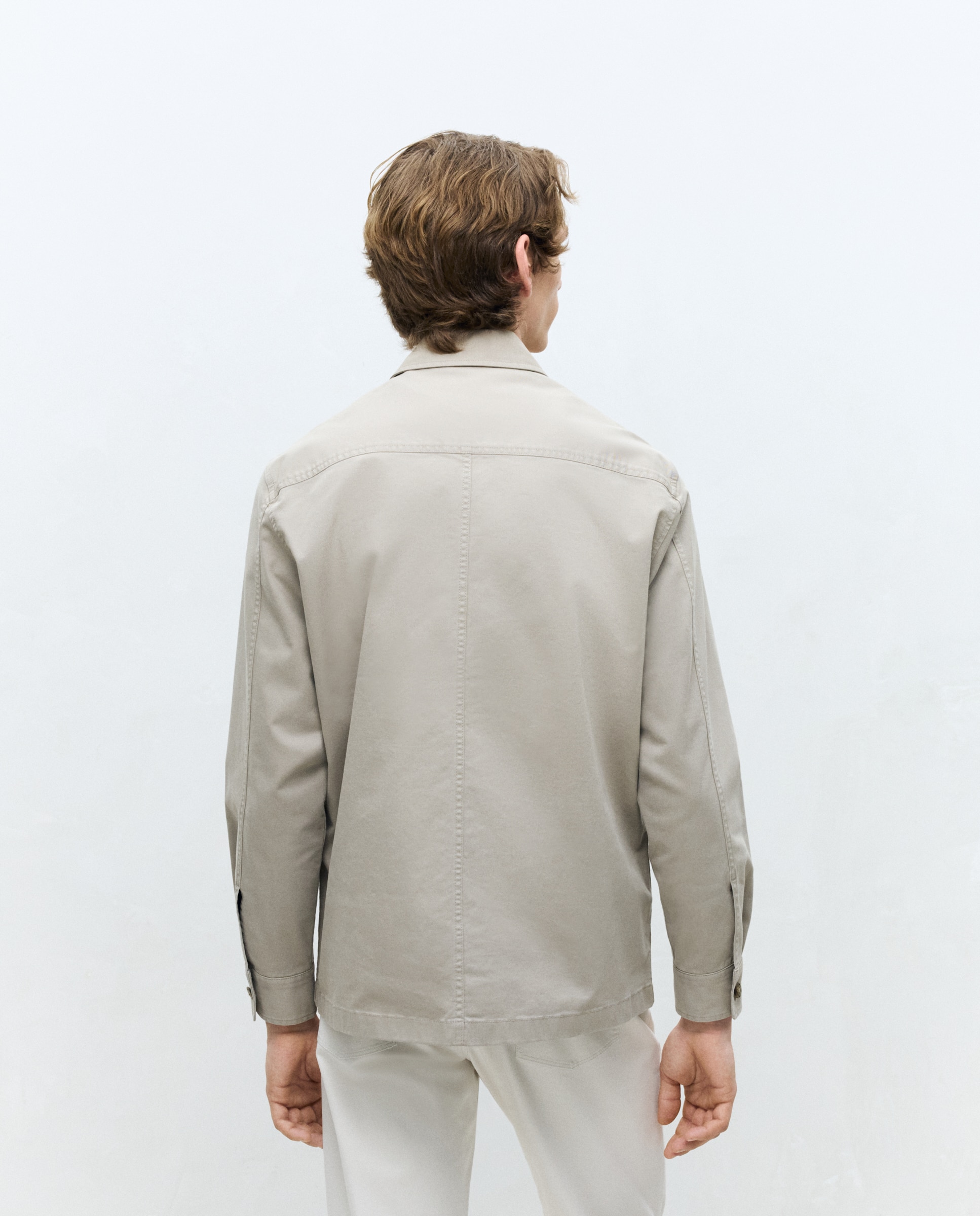 Sobrecamisa de Algodão com Lavagem e Bolsos Pedra-4