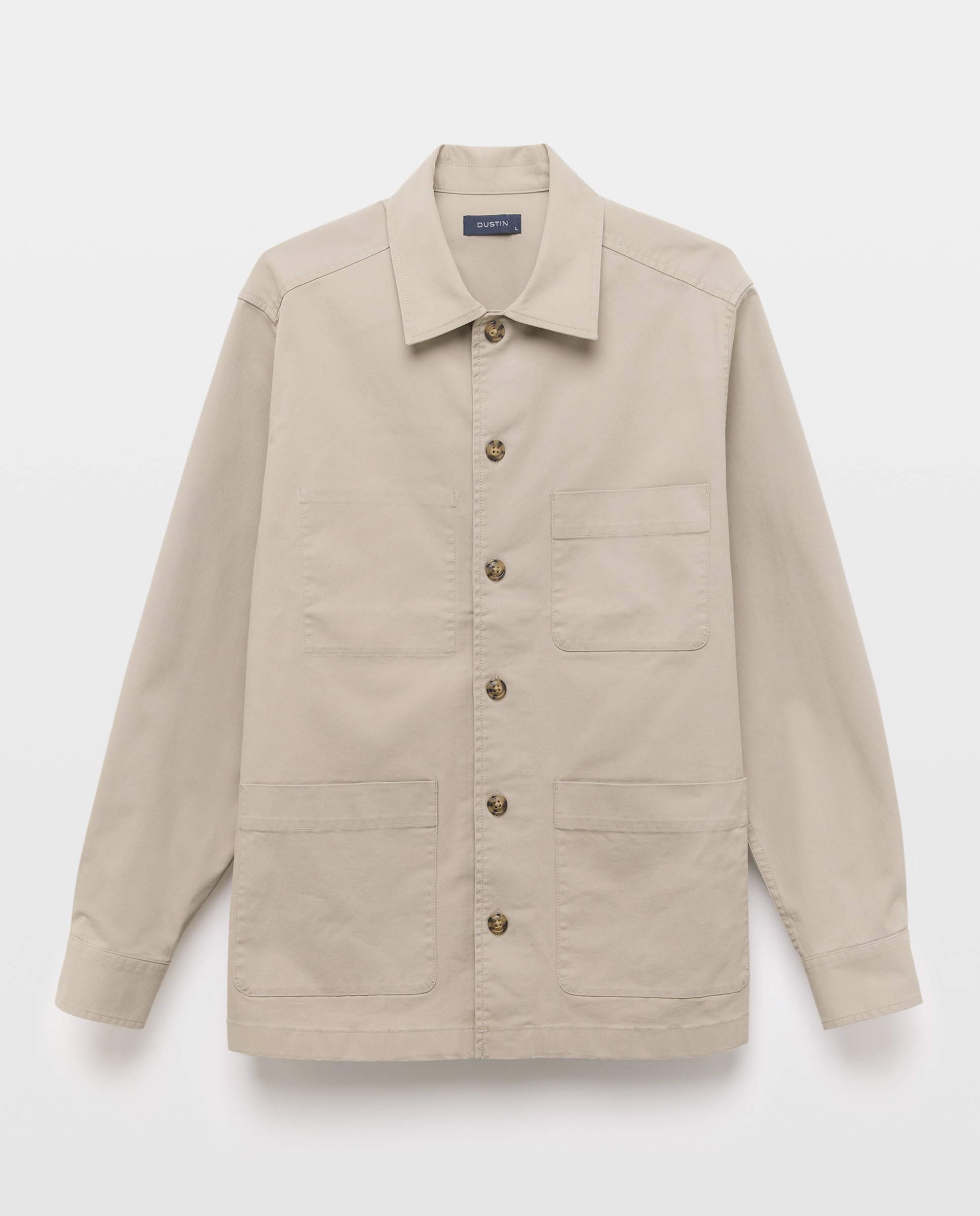 Sobrecamisa de Algodão com Lavagem e Bolsos Pedra-5