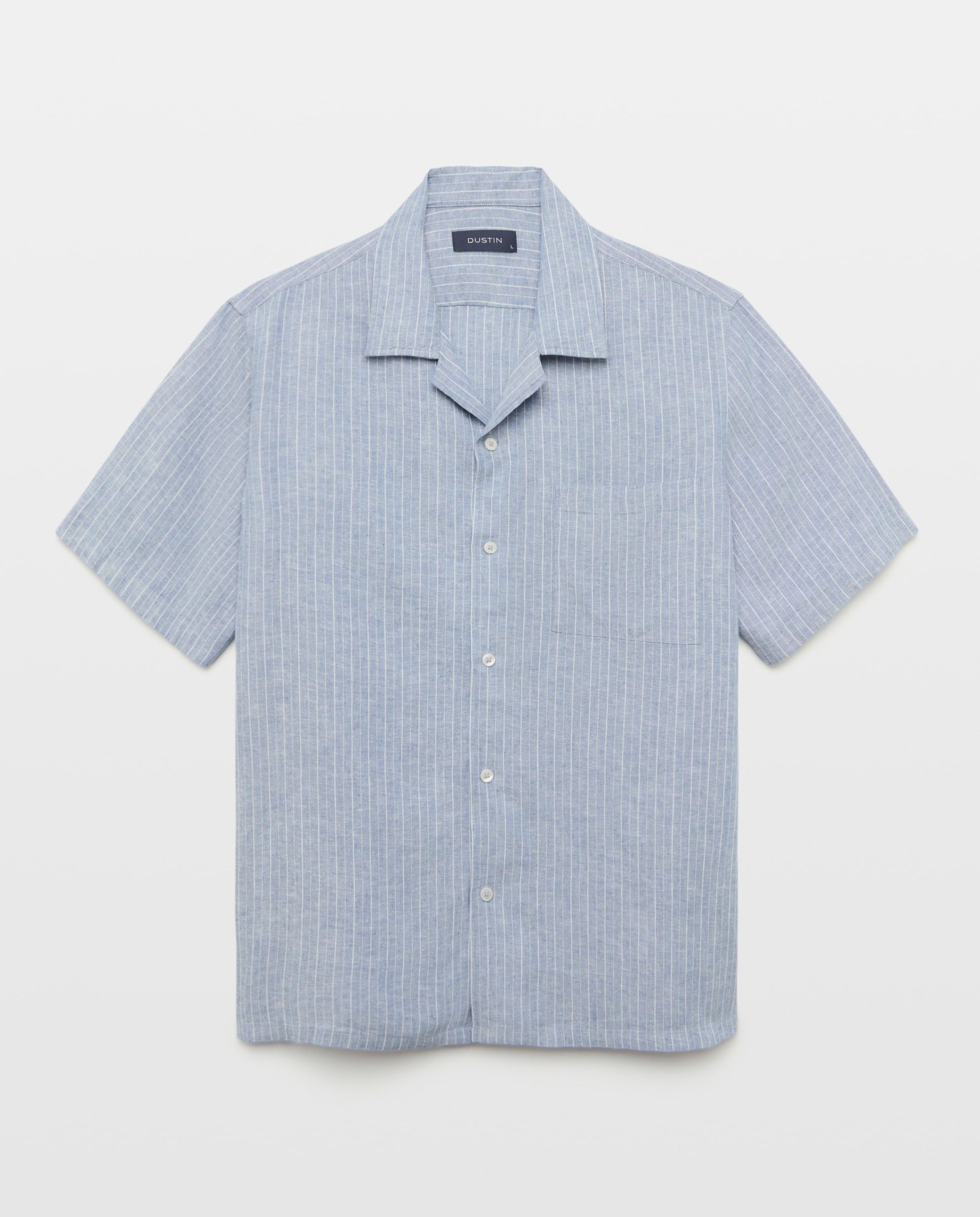 Camisa bowling fit lino algodón hombre - Dustin - Añil Añil-4