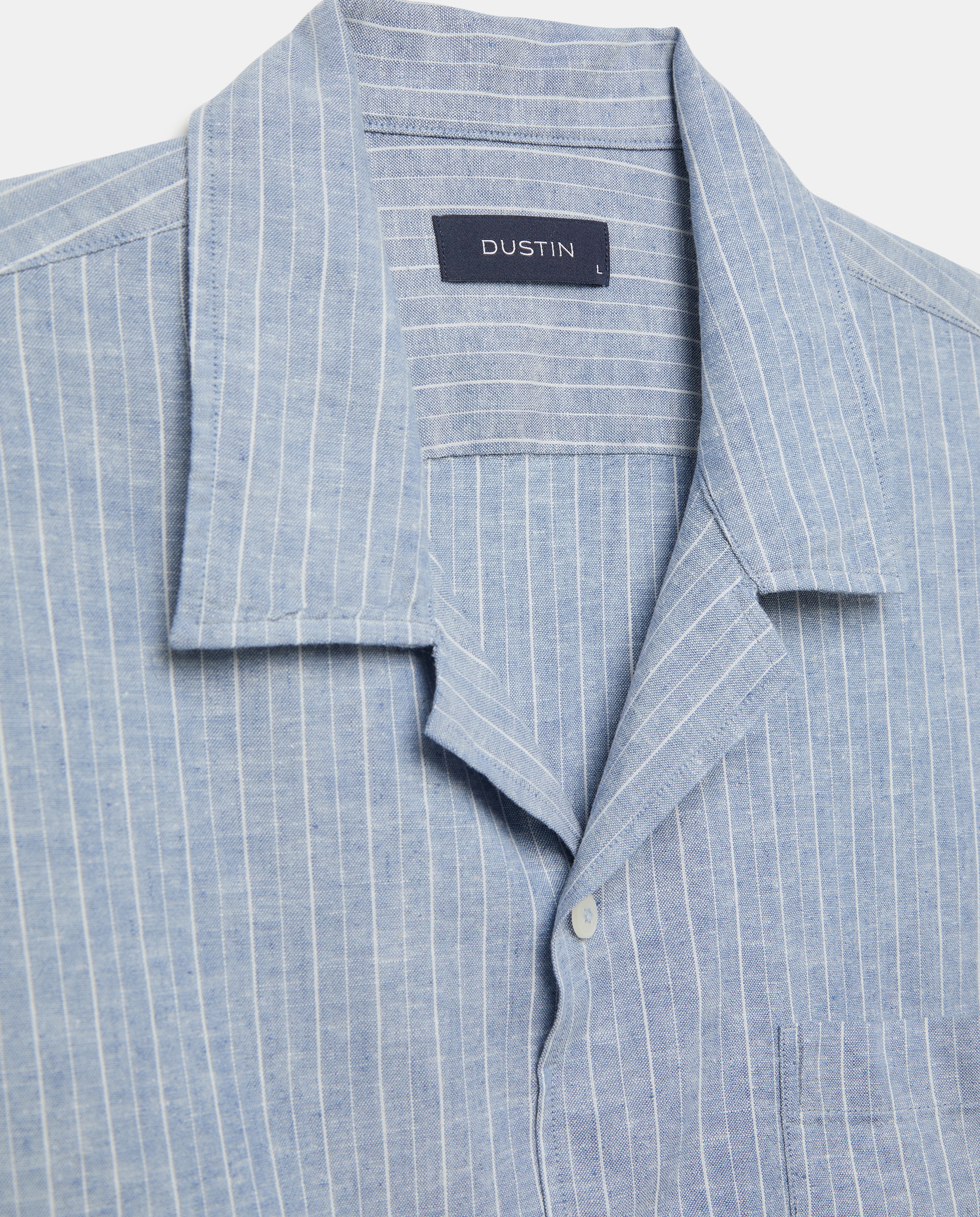 Camisa bowling fit lino algodón hombre - Dustin - Añil Añil-5