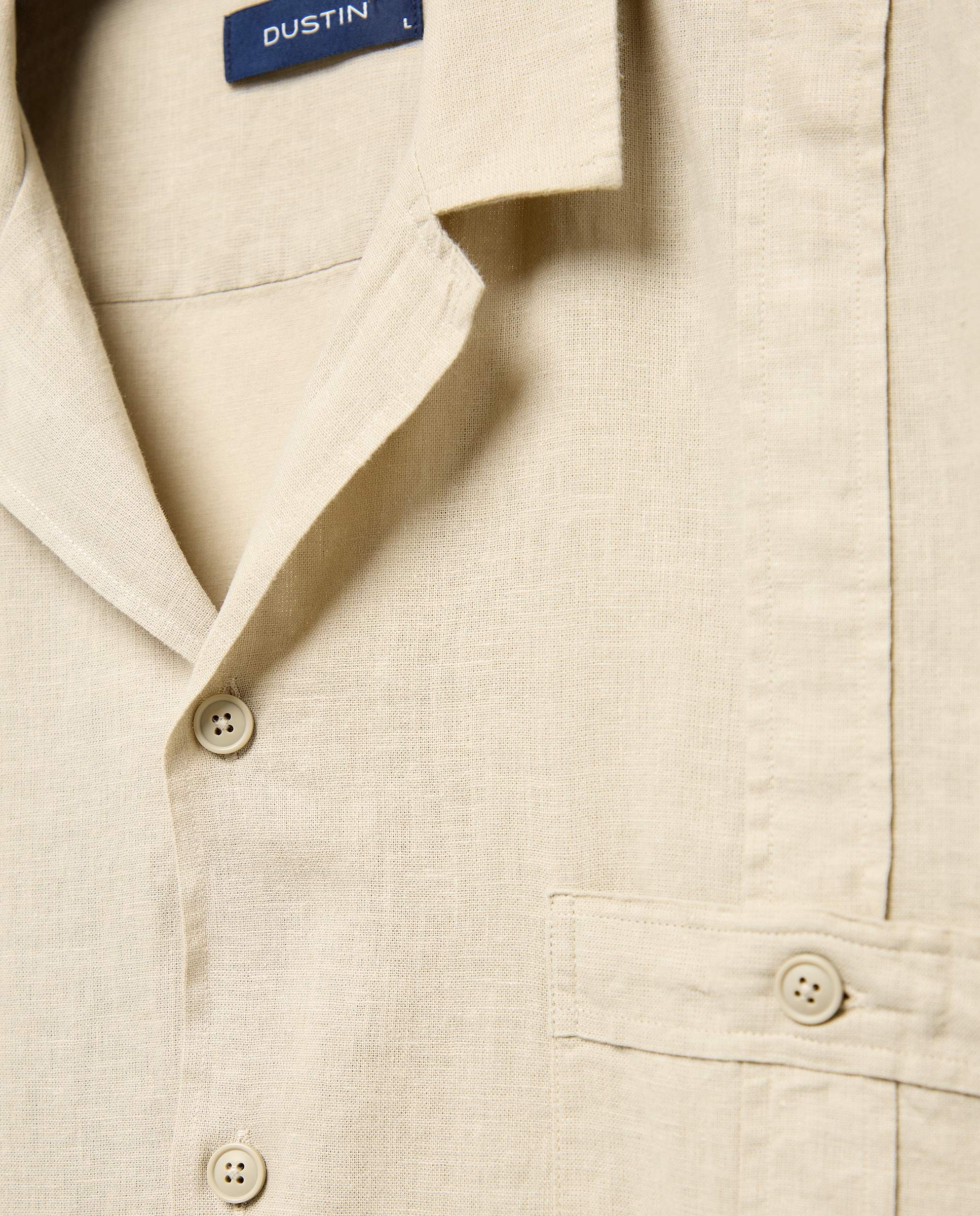 Camisa Guayabera Lisa Bege-6