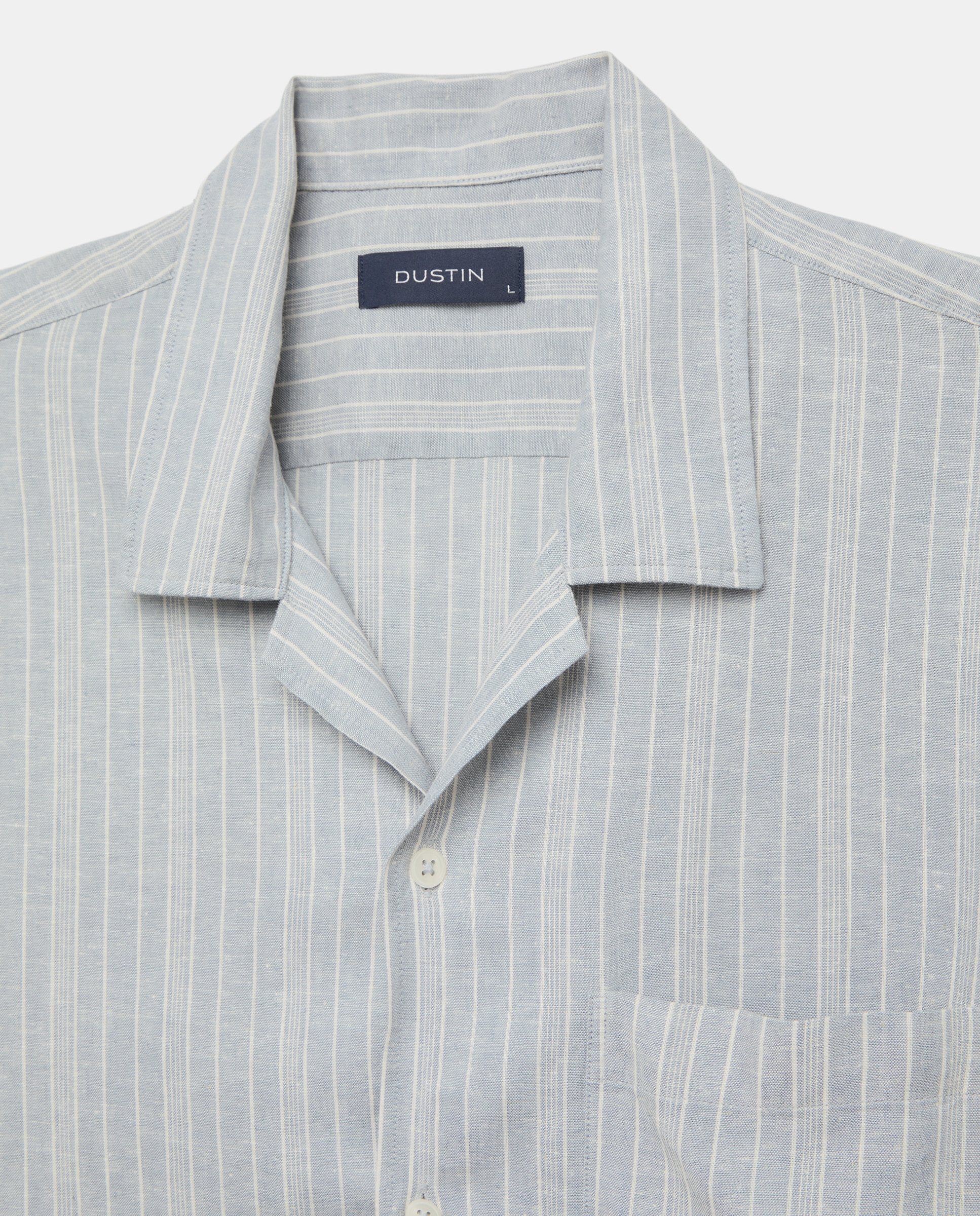 Camisa bowling fit lino algodón hombre - Dustin - Añil Añil-5