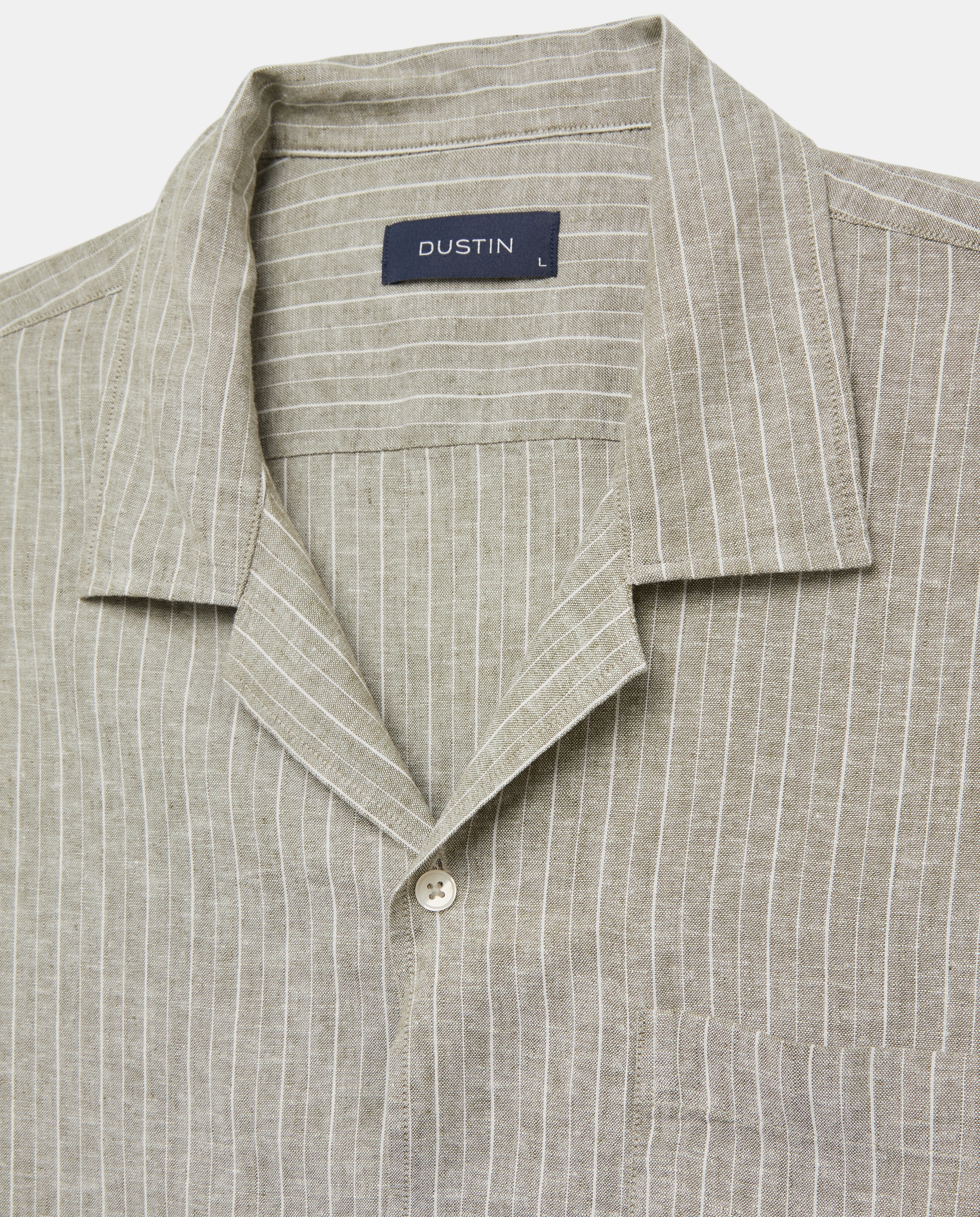 Camisa de Colarinho Bowling às Riscas Classic Fit com Manga Curta Verde-5
