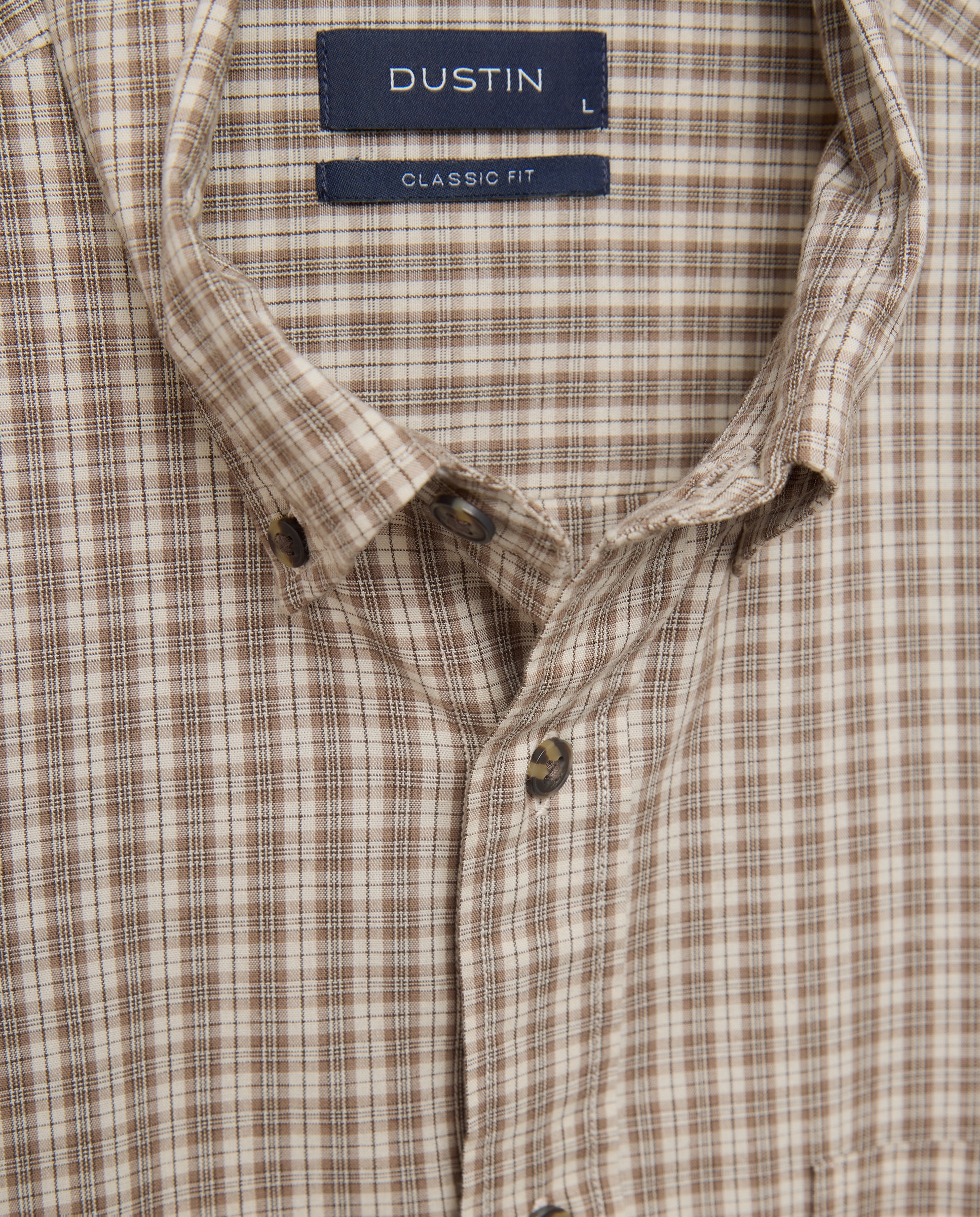 Camisa Casual Villela aos Quadrados - Bege Castanho-2