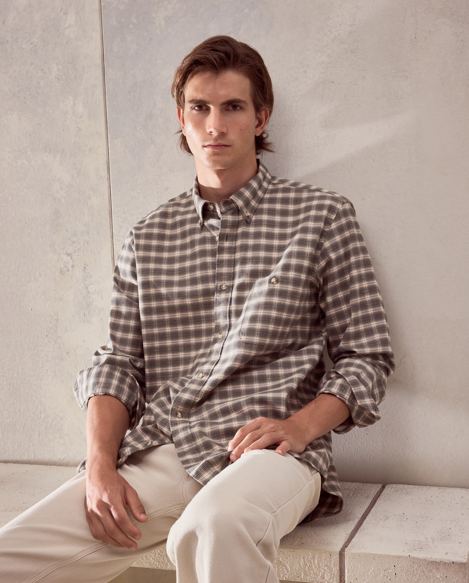 Camisa classic fit villela de algodón de cuadros de colección de hombre - Dustin - Verde Verde-1