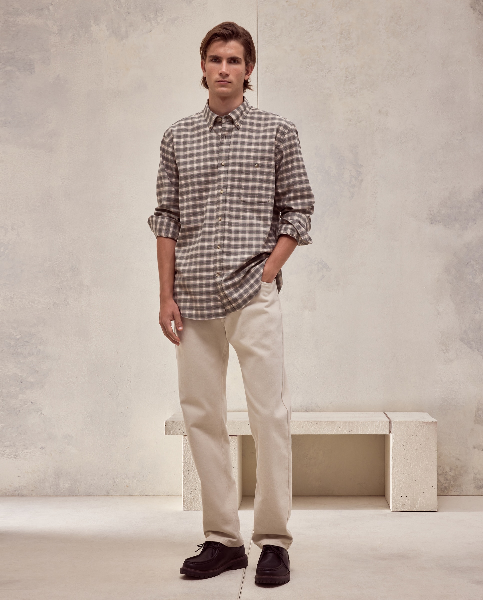 Camisa classic fit villela de algodón de cuadros de colección de hombre - Dustin - Verde Verde-2