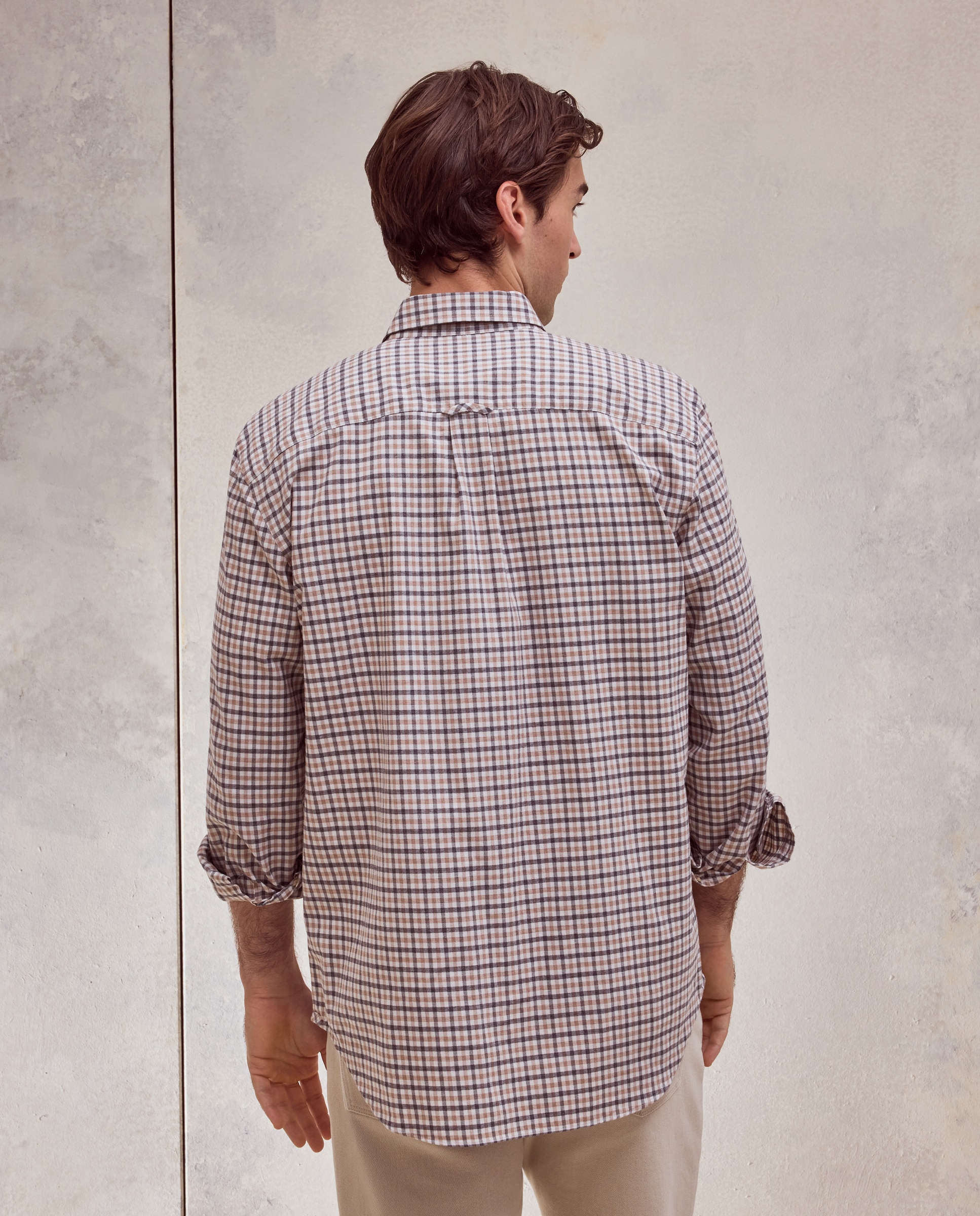 Camisa de sport villela cuadros vichy bicolor. - Dustin - Marrón Marrón-3