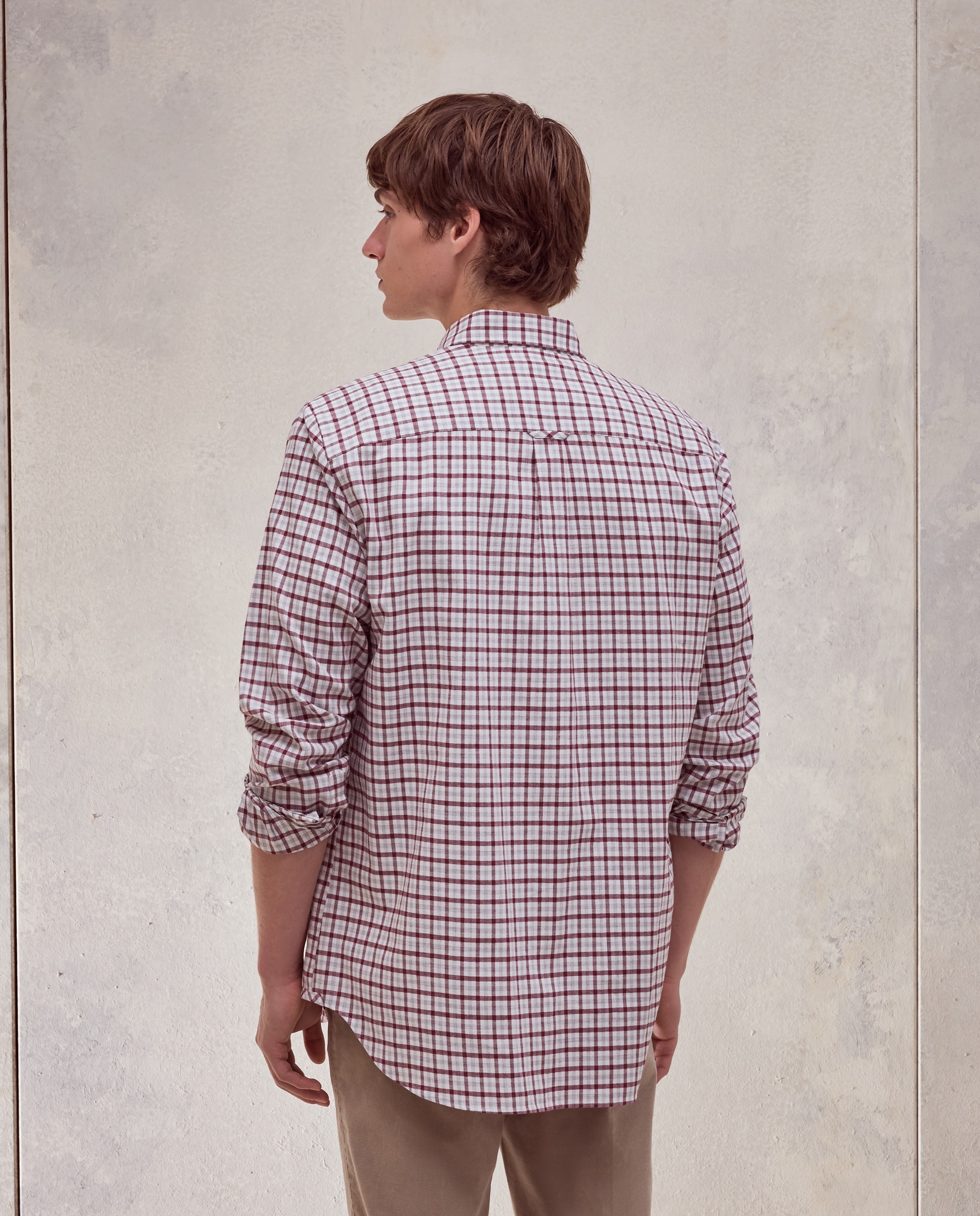 Camisa de sport villela cuadros vichy bicolor. - Dustin - Burdeos Burdeos-3