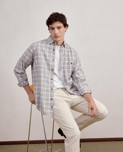 Dustin — Camisa de hombre manga larga cuadros fantasía