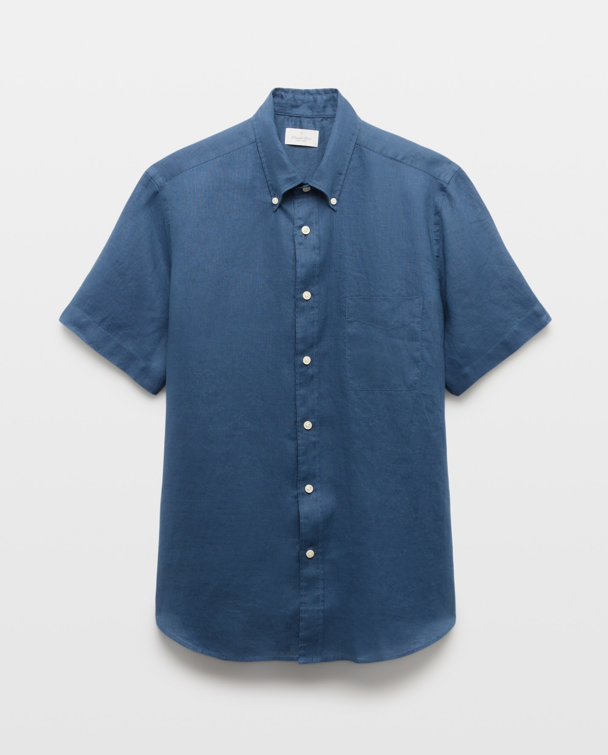 Camisa de Linho com Manga Curta Azul-marinho-4