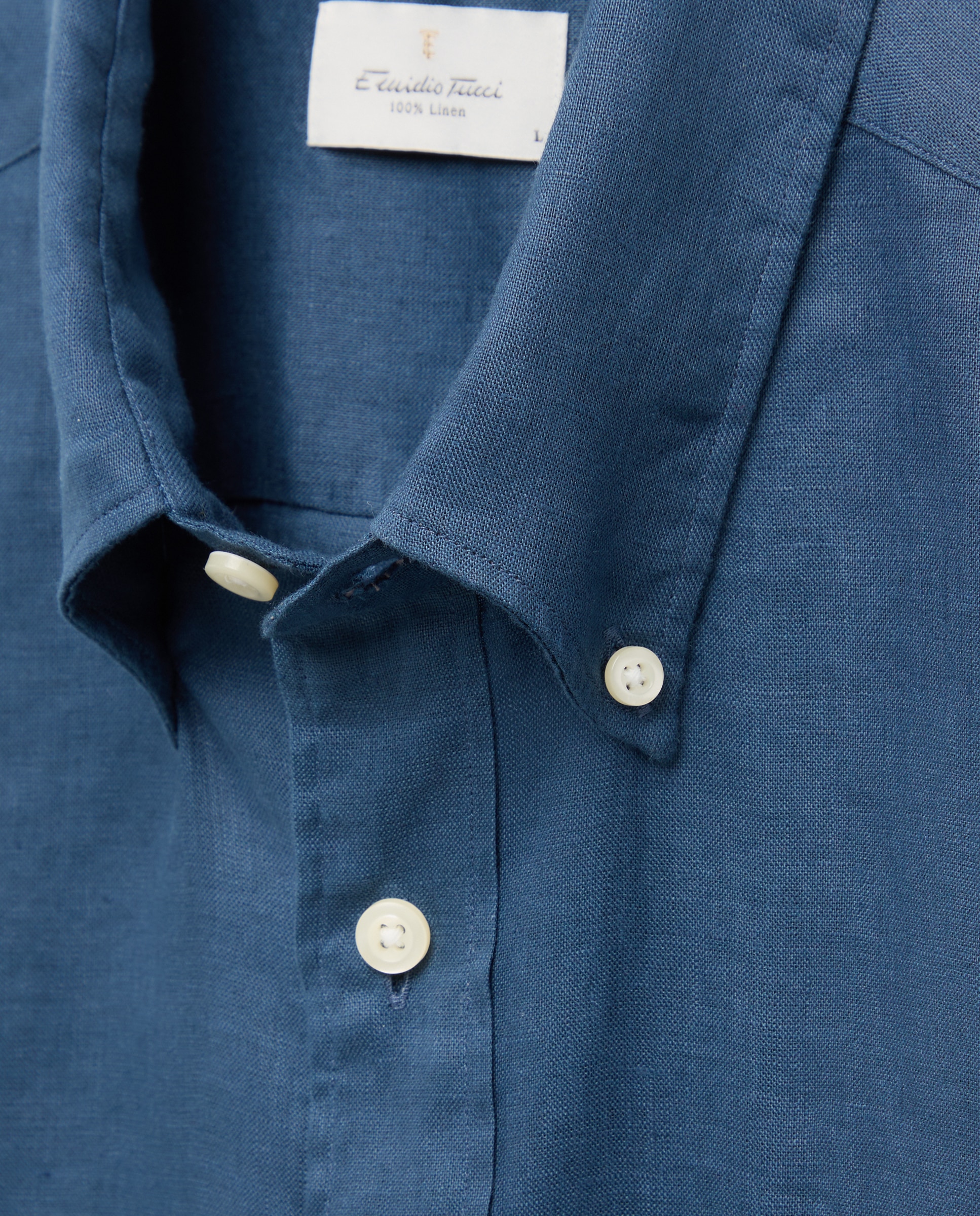 Camisa de Linho com Manga Curta Azul-marinho-5