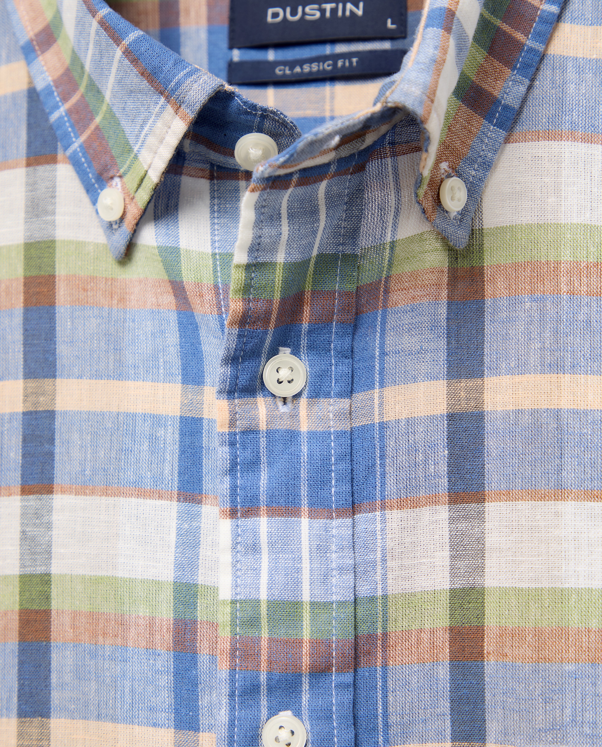 Camisa de Linho e Algodão aos Quadrados com Manga Curta Vermelho-6