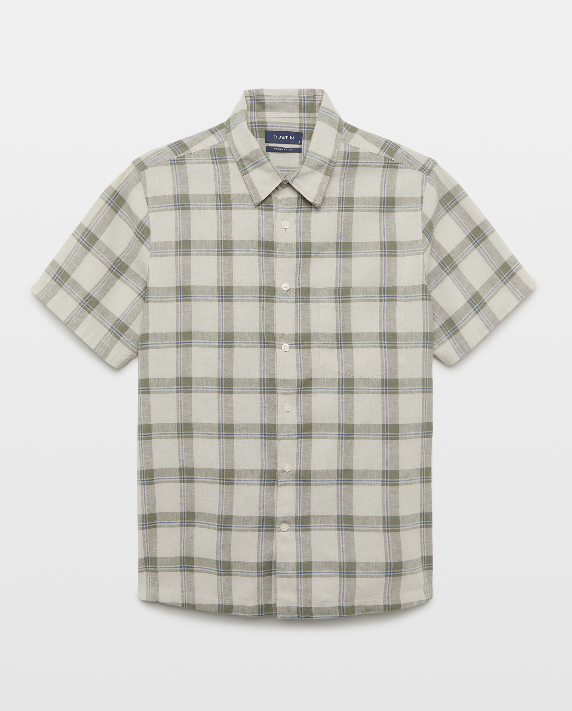 Imagem 0 de Camisa de Manga Curta Regular Fit em Linho e Algodão aos Quadrados Madrás