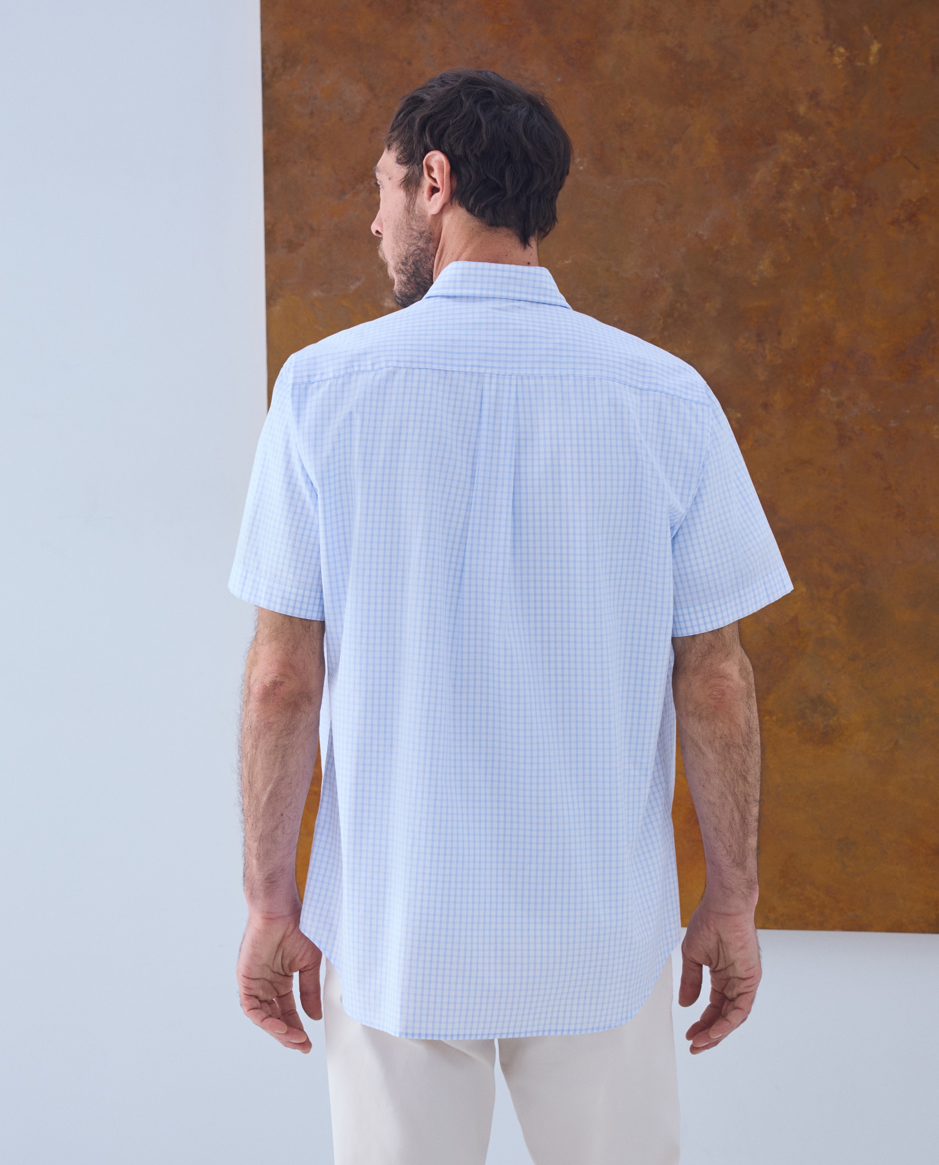 Camisa sport de hombre manga corta popelin - Emidio Tucci - Celeste Celeste-3