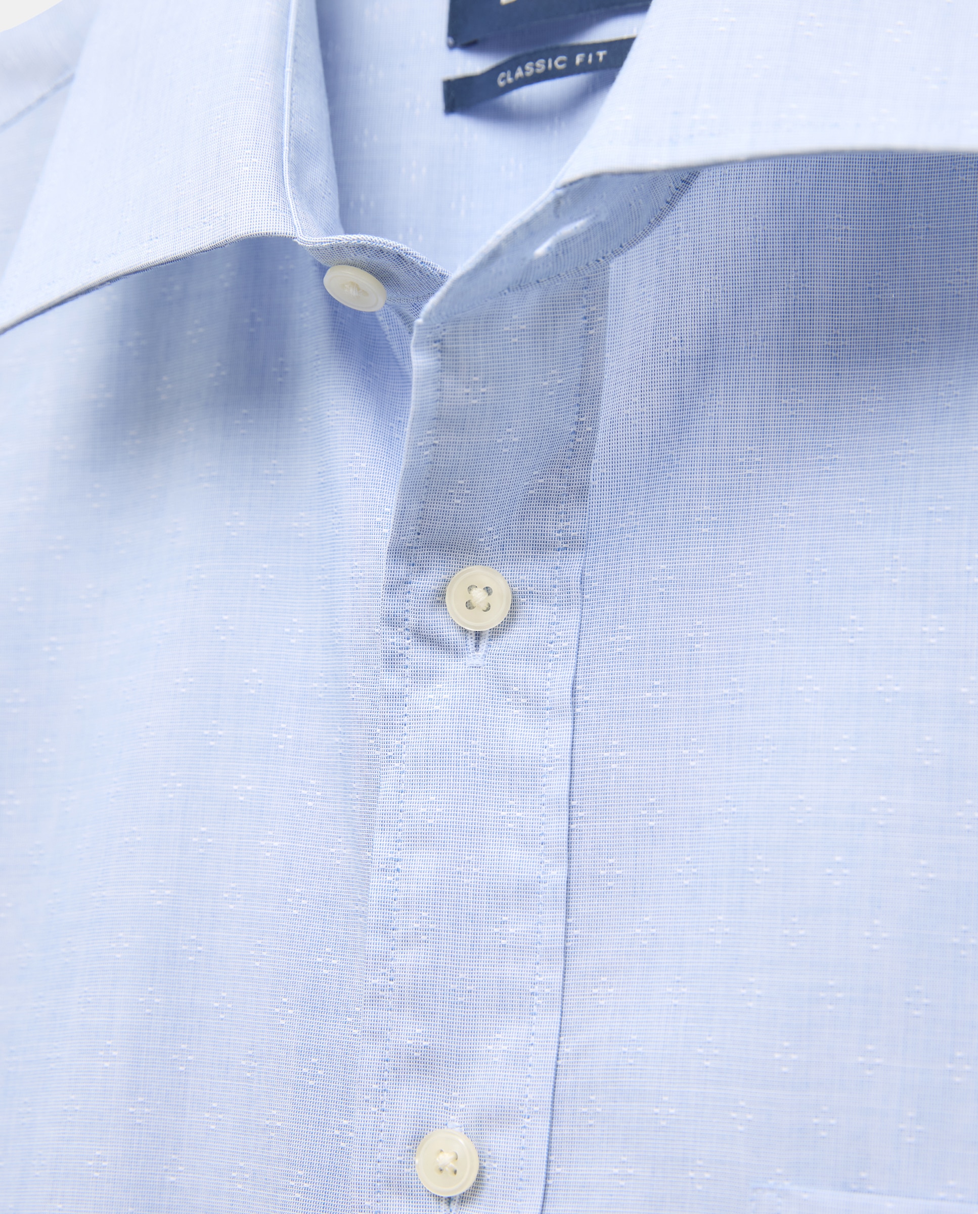Camisa Clássica de Manga Curta com Dobby Pied-de-Poule Azul-claro-5