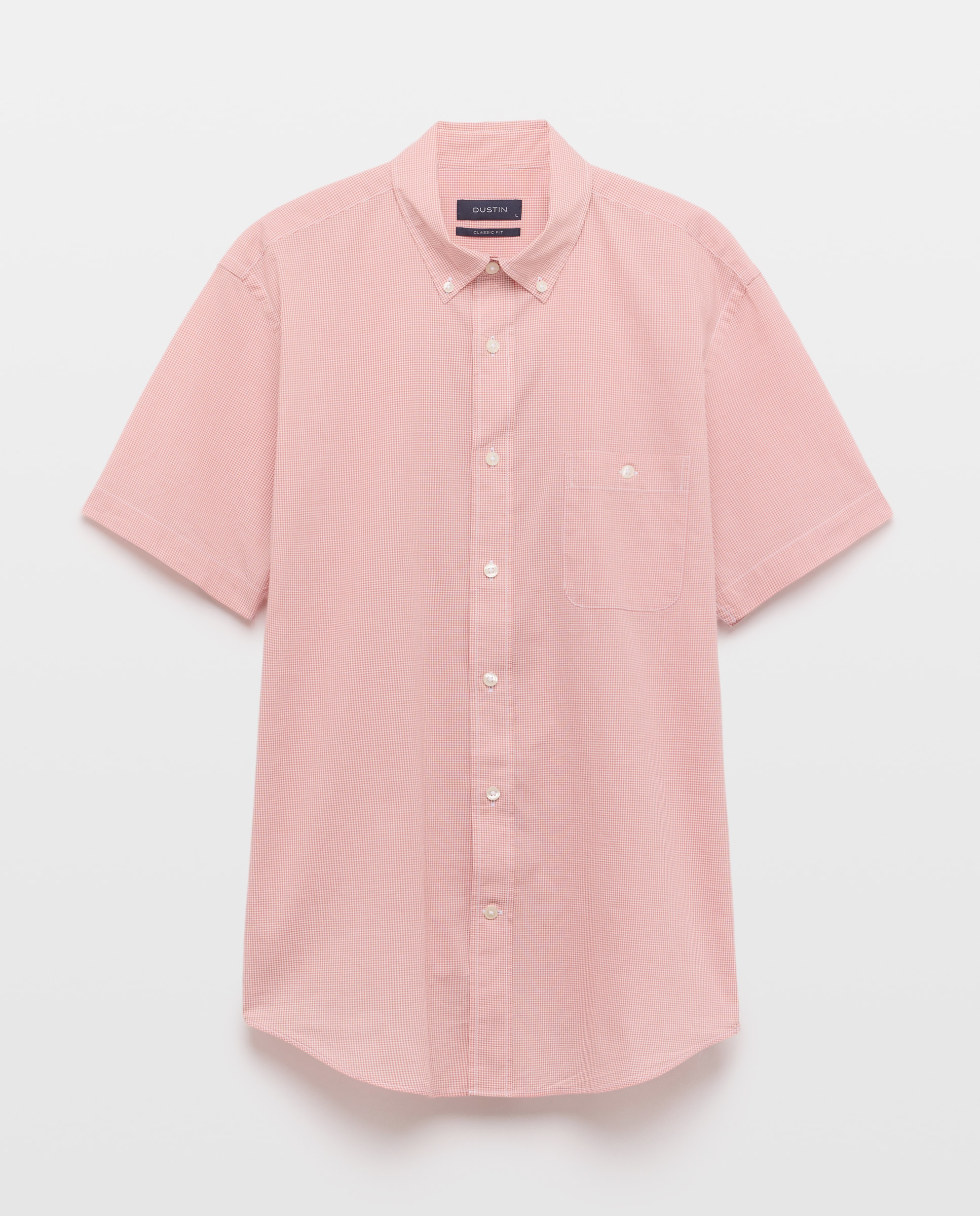 Camisa de Manga Curta em Popelina aos Micro Quadrados Laranja-5