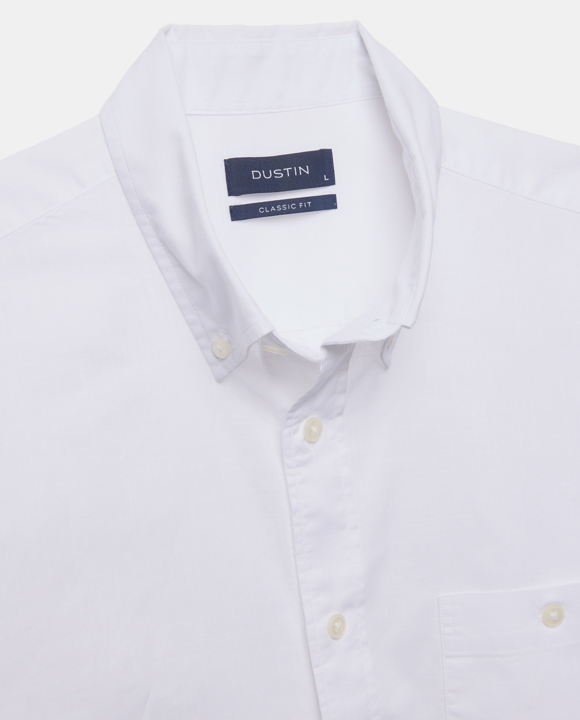 Camisa de Algodão Lisa com Manga Curta Branco-5