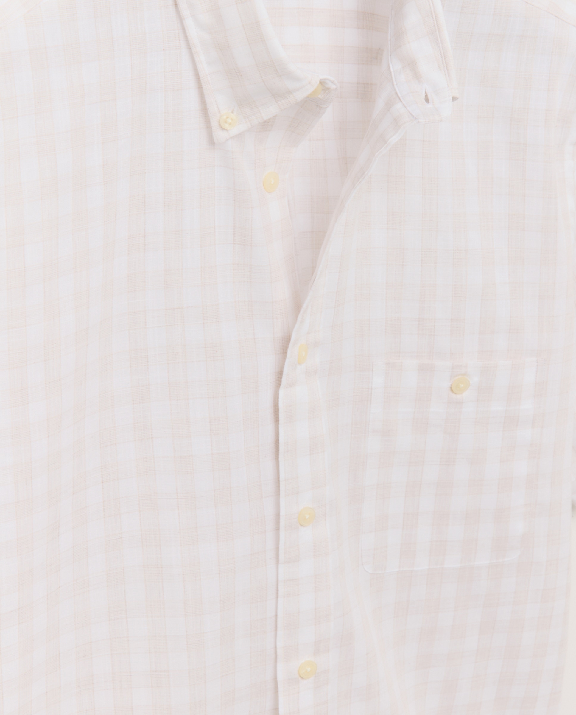 Camisa Classic Fit de Algodão Slub aos Quadrados Madrás com Manga Curta Castanho-claro-5