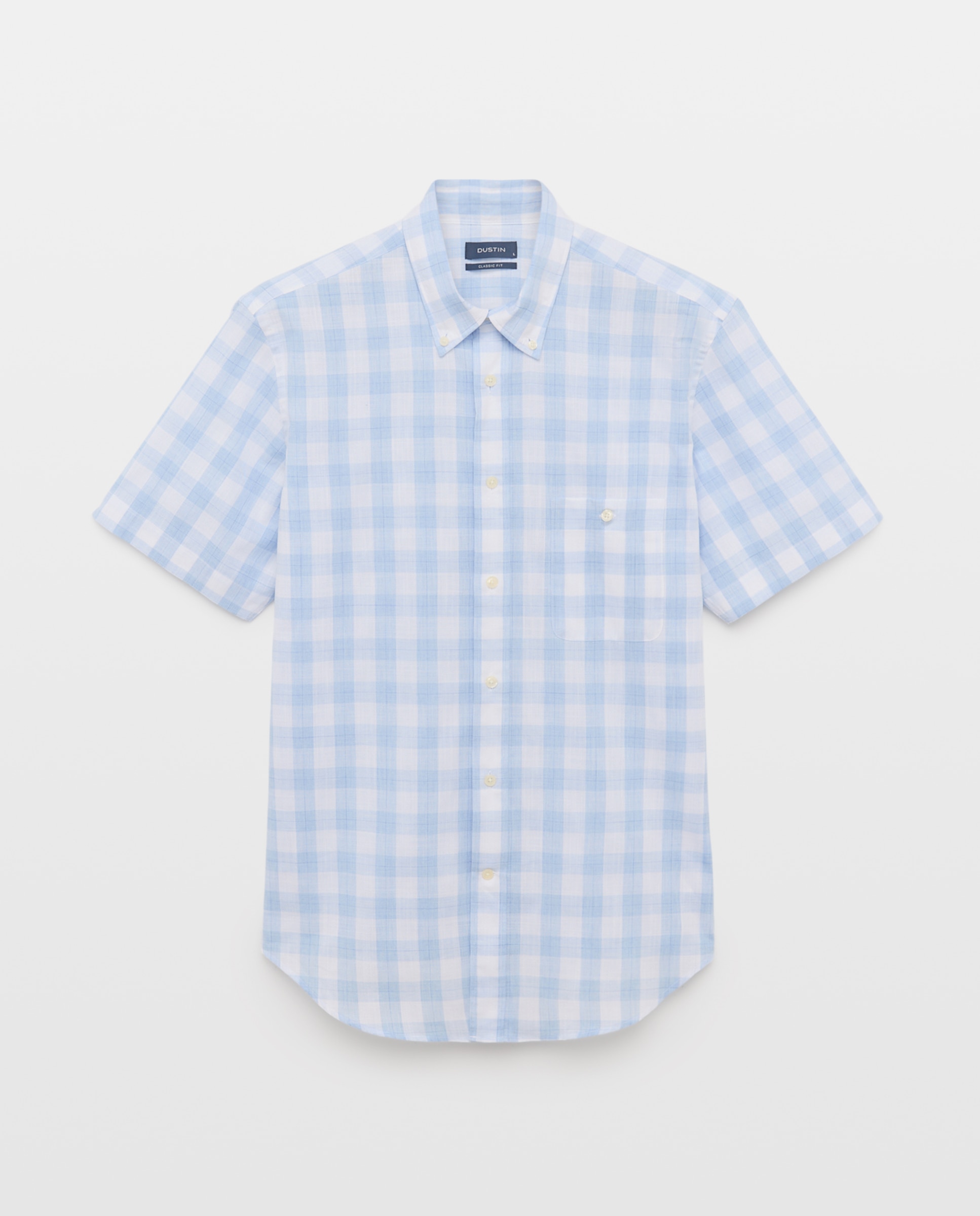Camisa Classic Fit de Algodão Slub aos Quadrados Madrás com Manga Curta Azul-4