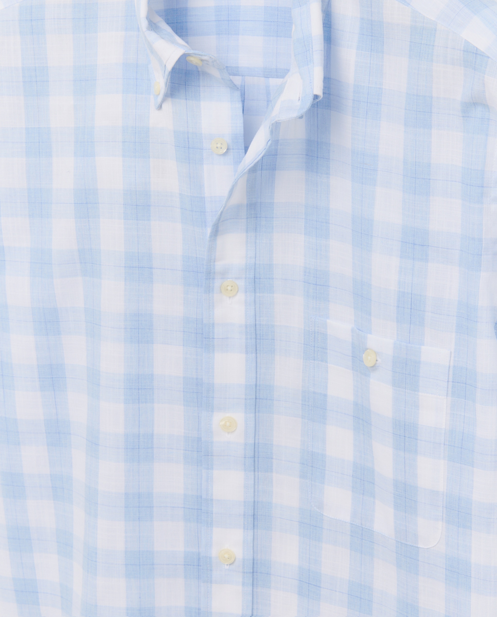 Camisa Classic Fit de Algodão Slub aos Quadrados Madrás com Manga Curta Azul-5