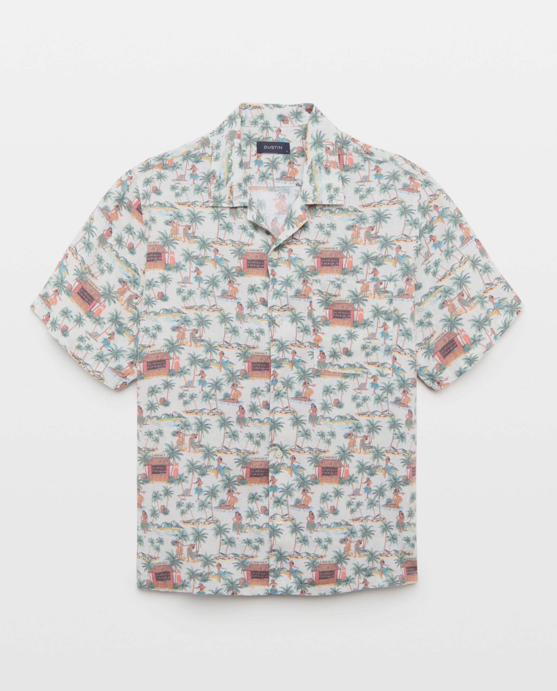 Camisa Bowling de Manga Curta com Estampado Havaiano Multicolor-4