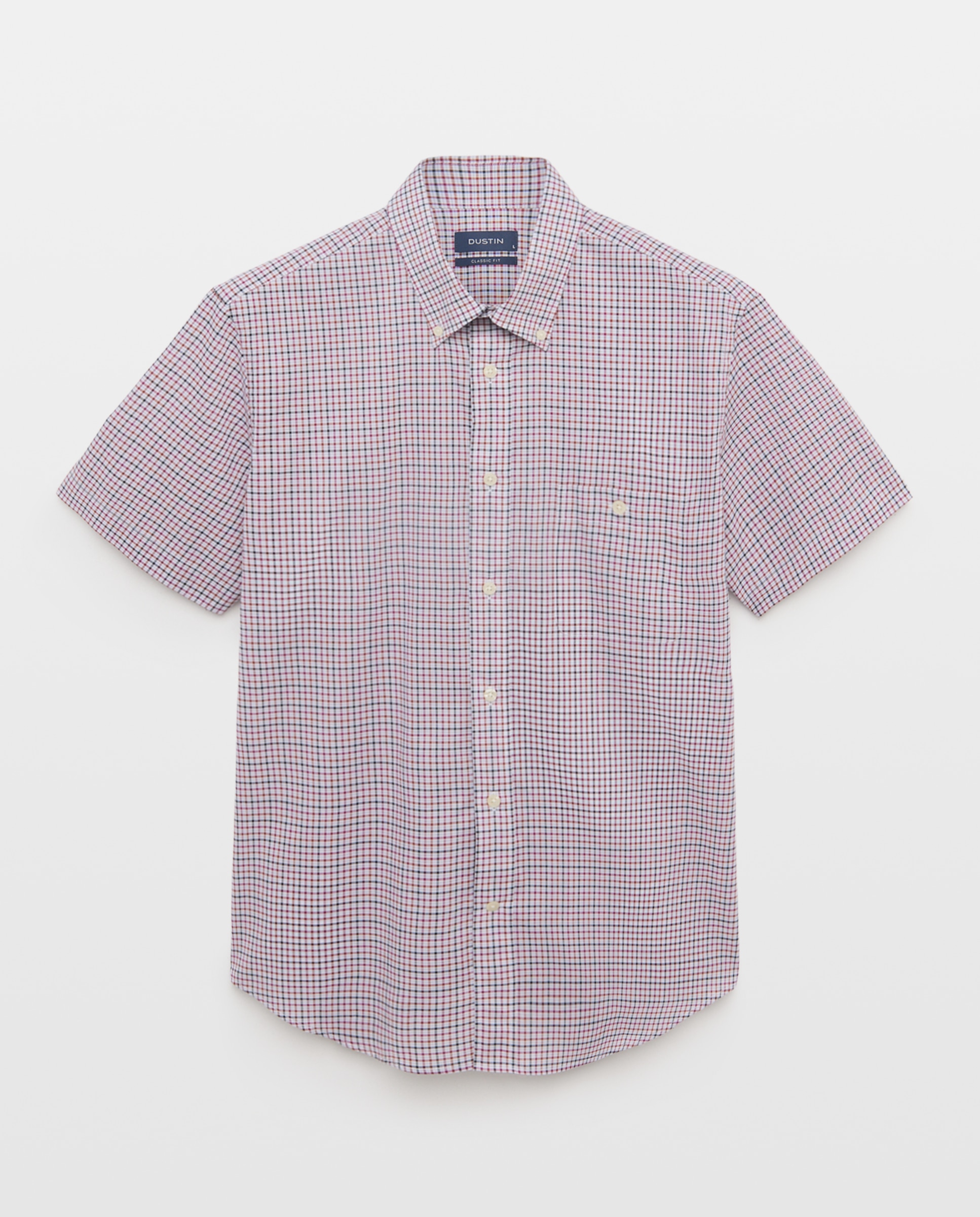 Camisa de Popelina aos Quadrados Bicolor com Manga Curta Fúcsia-4