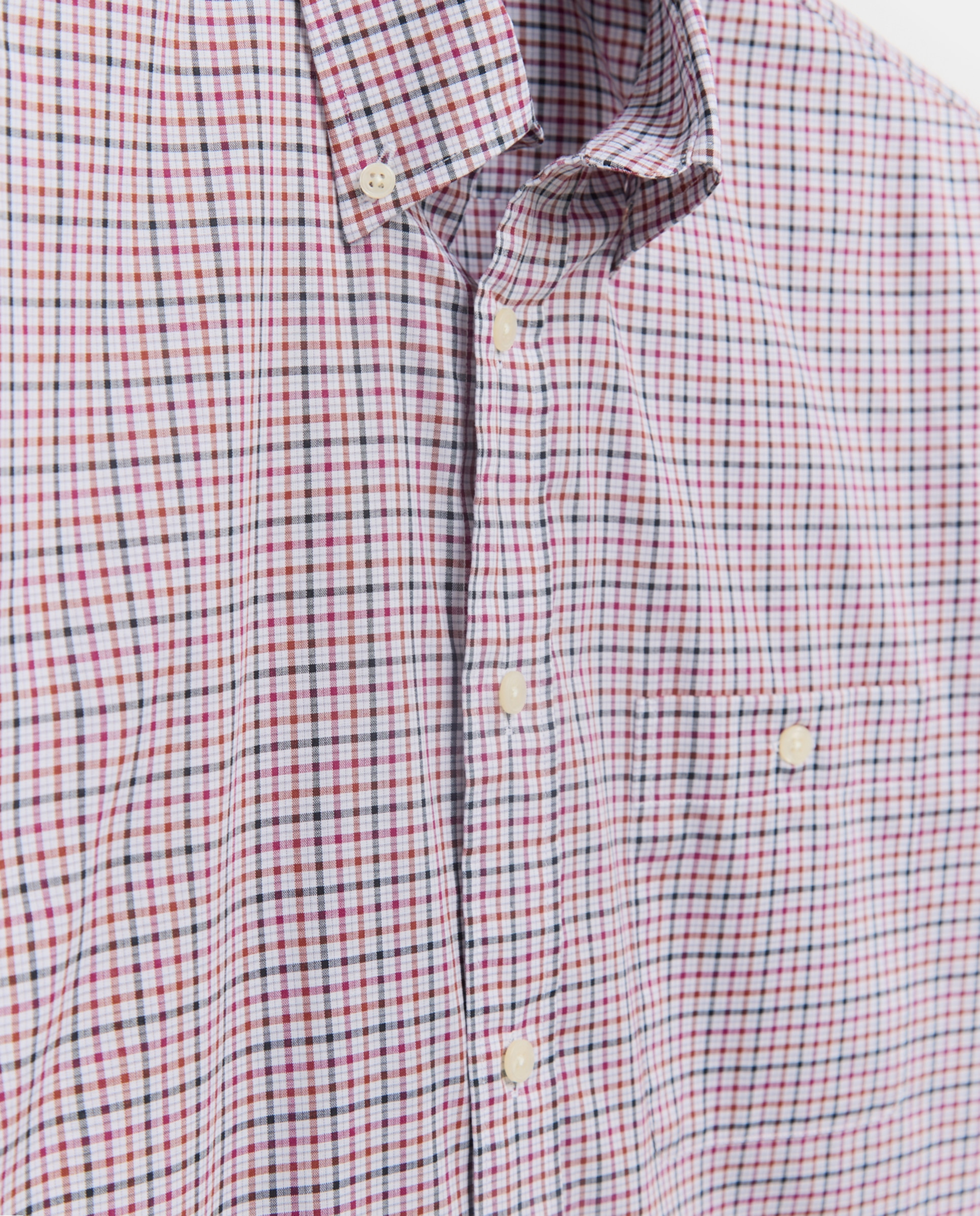 Camisa de Popelina aos Quadrados Bicolor com Manga Curta Fúcsia-5