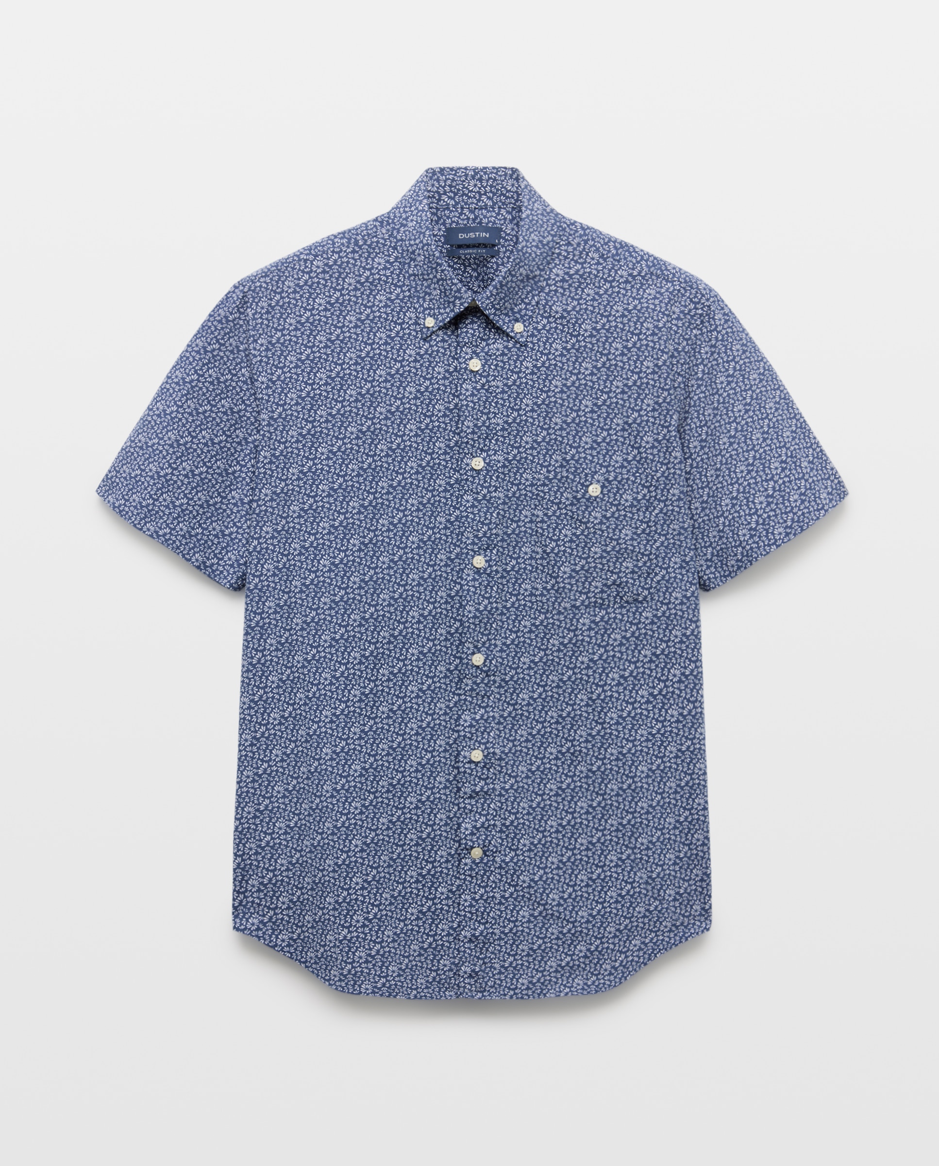 Camisa de Manga Curta com Estampado Floral Azul-marinho-4