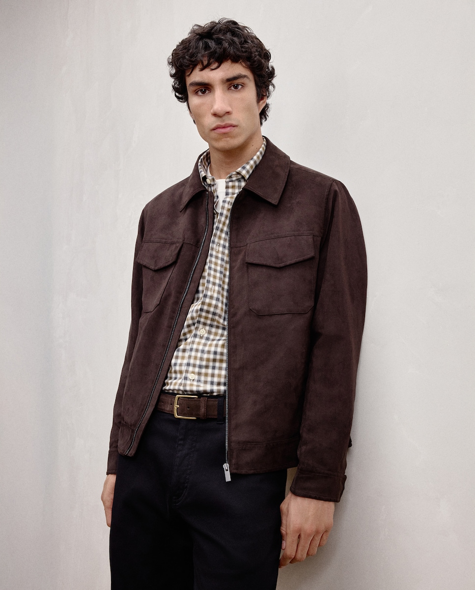 Blusão de Camurcina Castanho-escuro-2