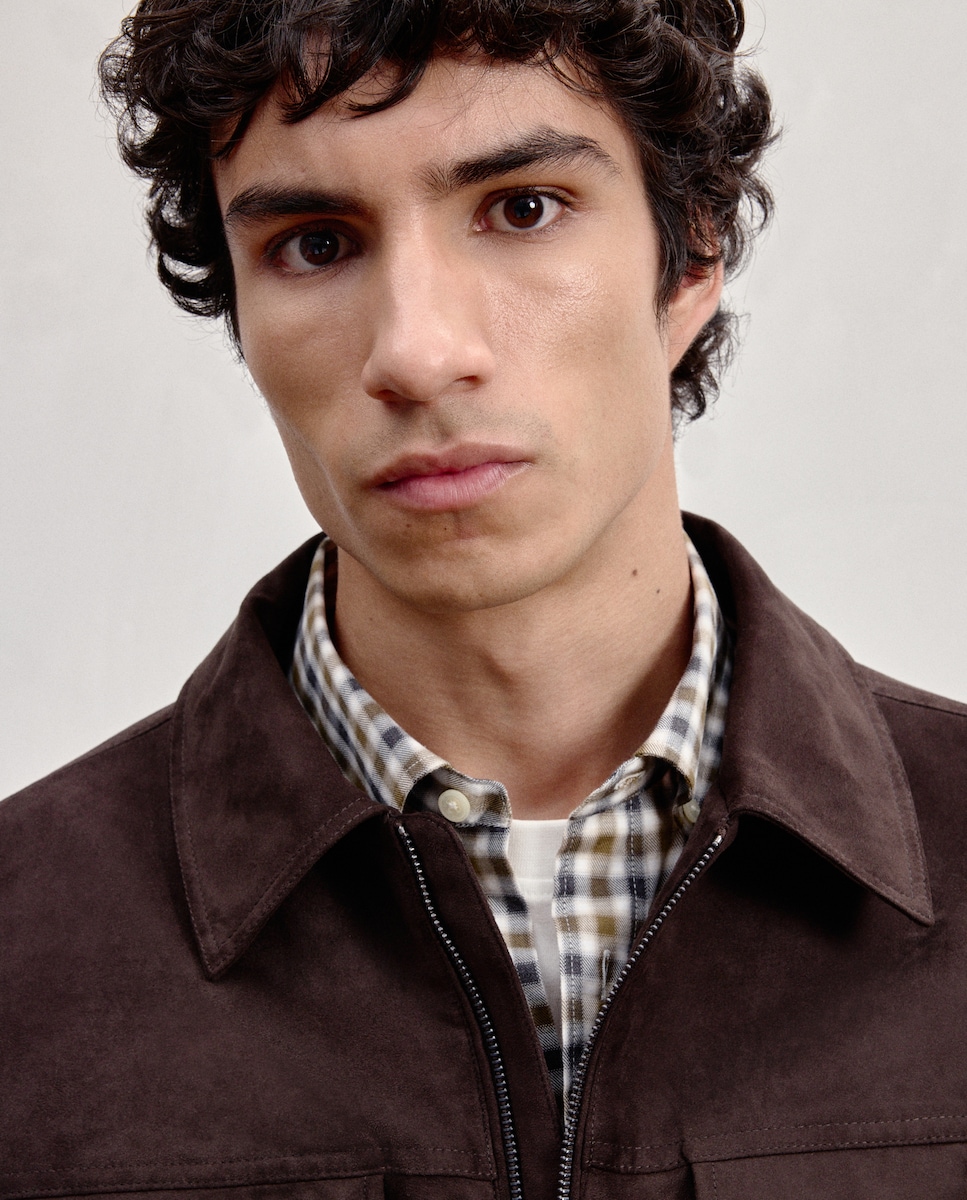 Blusão de Camurcina Castanho-escuro-3