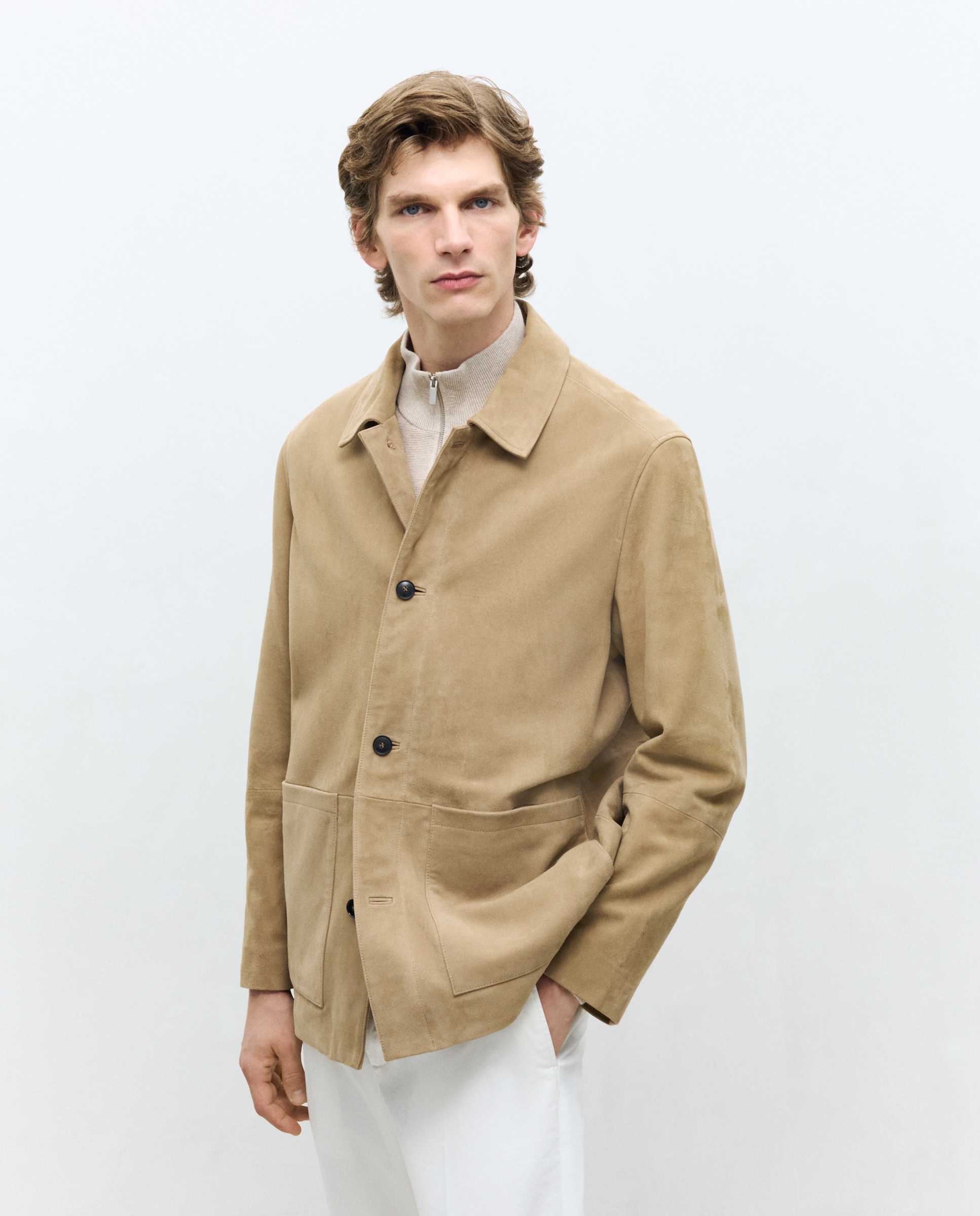 Cazadora de piel de hombre - Dustin - Beige Beige-1