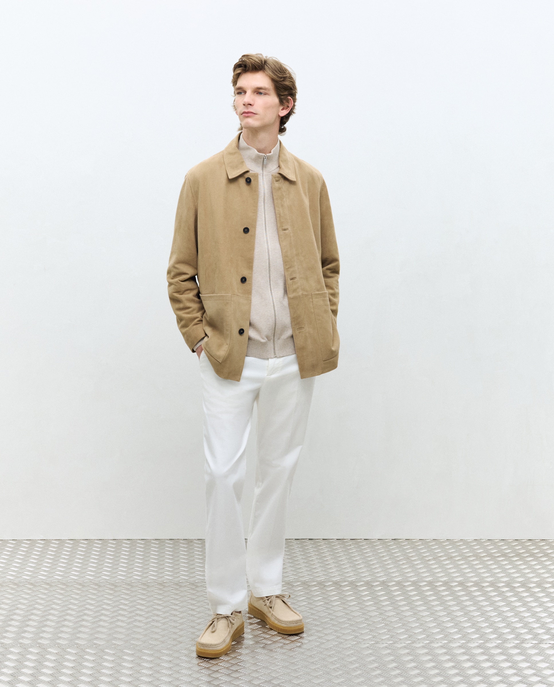 Cazadora de piel de hombre - Dustin - Beige Beige-5