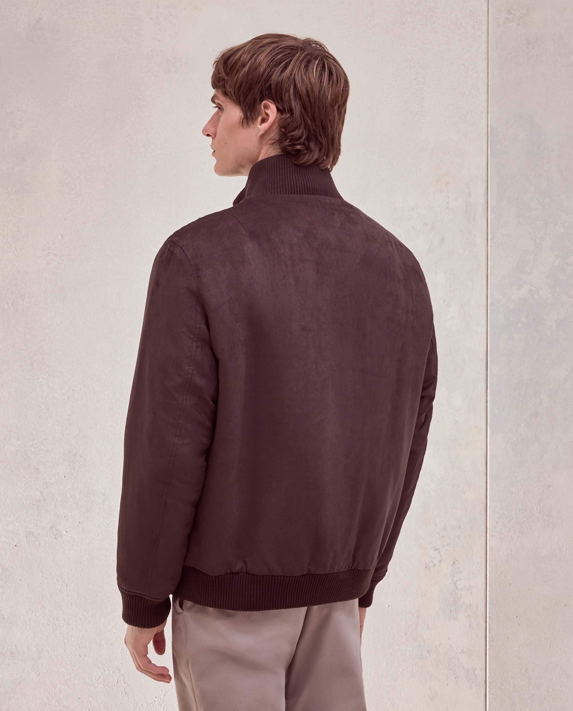 Cazadora antelina y acolchado interior de hombre. - Dustin - Marrón oscuro Marrón oscuro-4