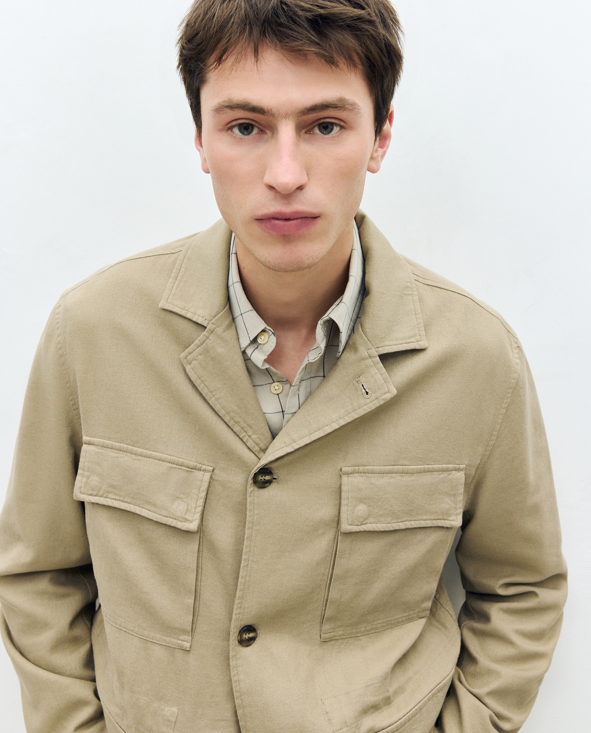 Parka Comprida de Linho Castanho-claro-3
