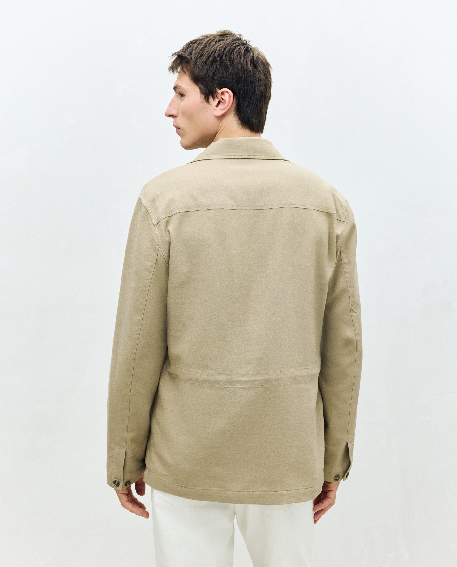 Parka Comprida de Linho Castanho-claro-4