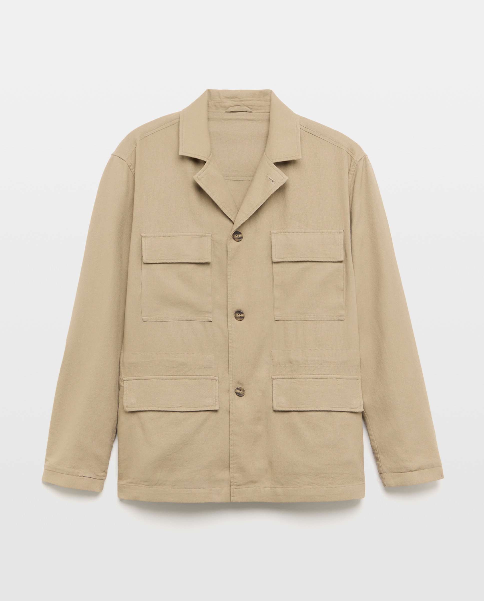 Parka Comprida de Linho Castanho-claro-5