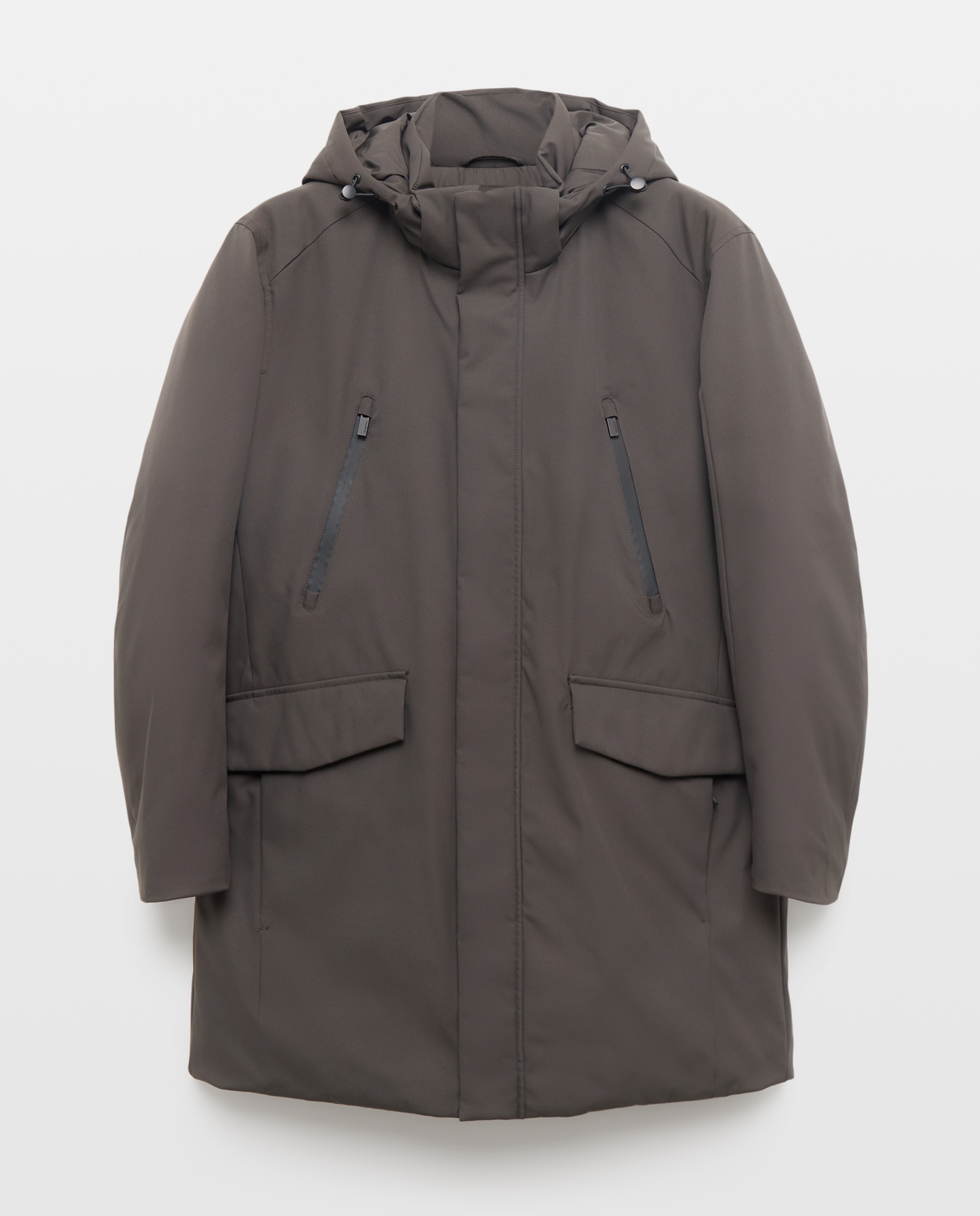 Parka larga de tejido repelente al agua con capucha de hombre de tallas grandes - Dustin - Marrón oscuro Marrón oscuro-6
