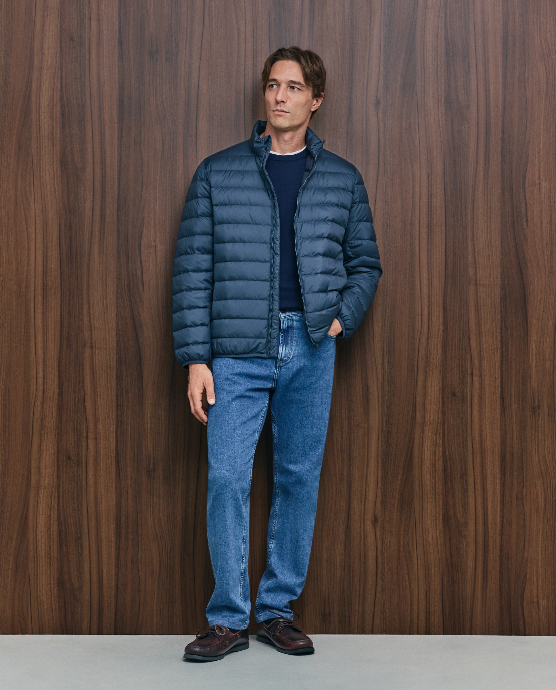 Plumífero de hombre de poliéster reciclado y pluma natural - Emidio Tucci - Azul Azul-1