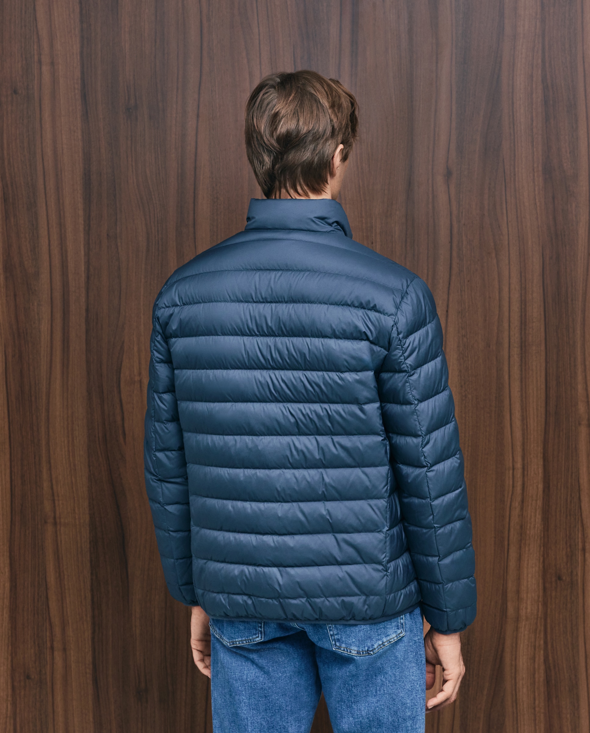 Plumífero de hombre de poliéster reciclado y pluma natural - Emidio Tucci - Azul Azul-3