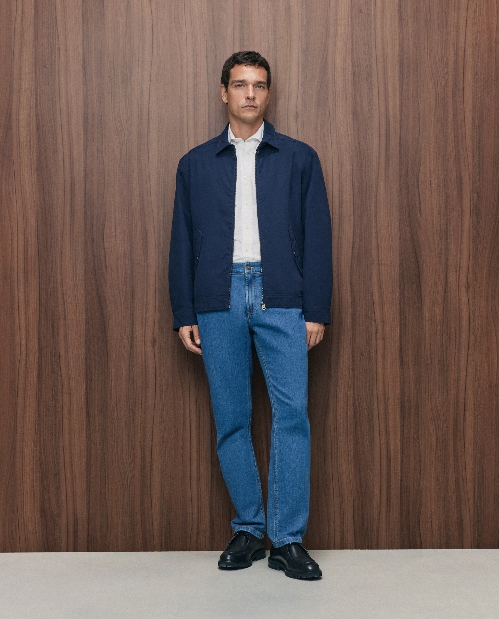Cazadora de hombre tipo Harrington en algodón sostenible - Emidio Tucci - Azul marino Azul marino-2