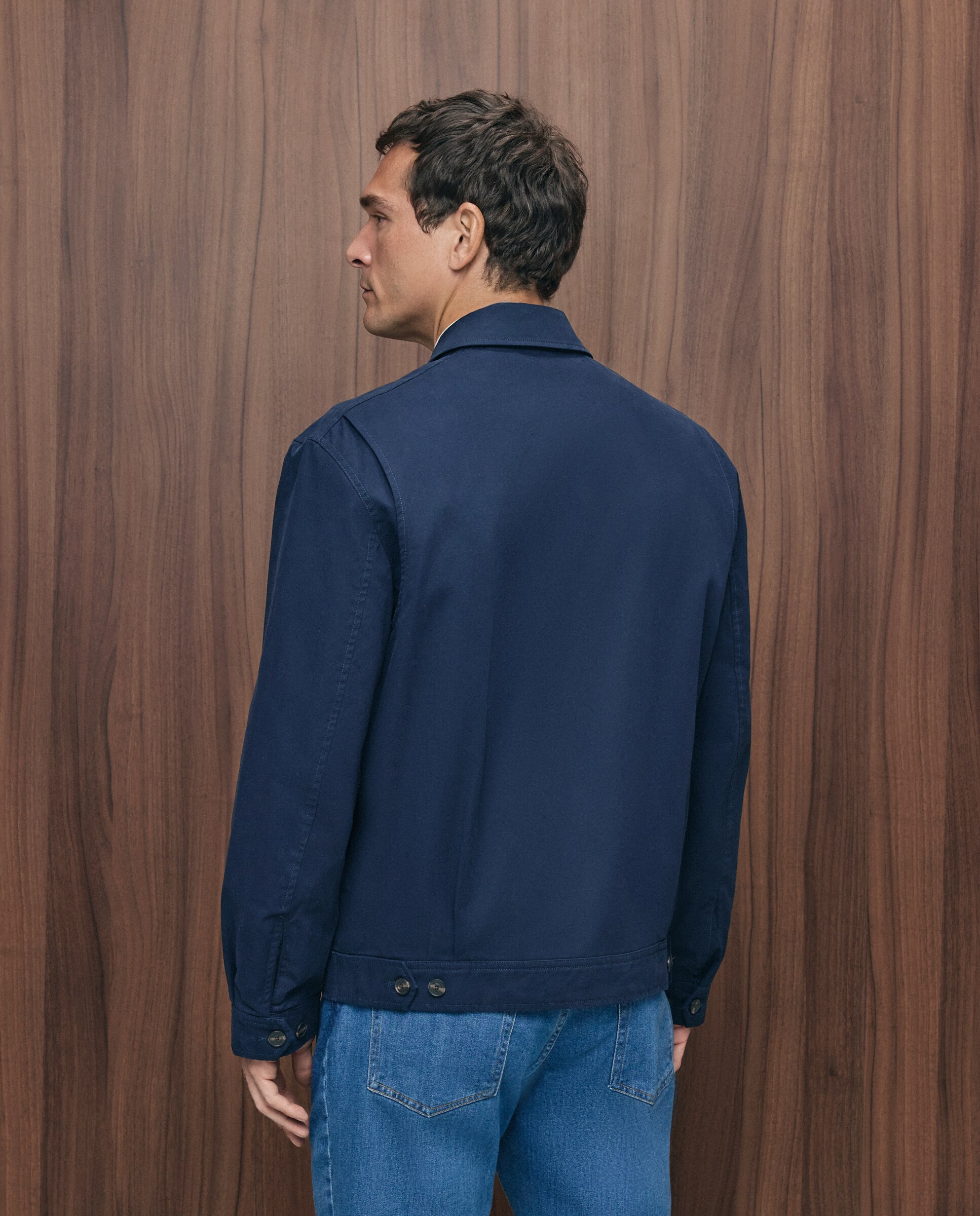 Cazadora de hombre tipo Harrington en algodón sostenible - Emidio Tucci - Azul marino Azul marino-3