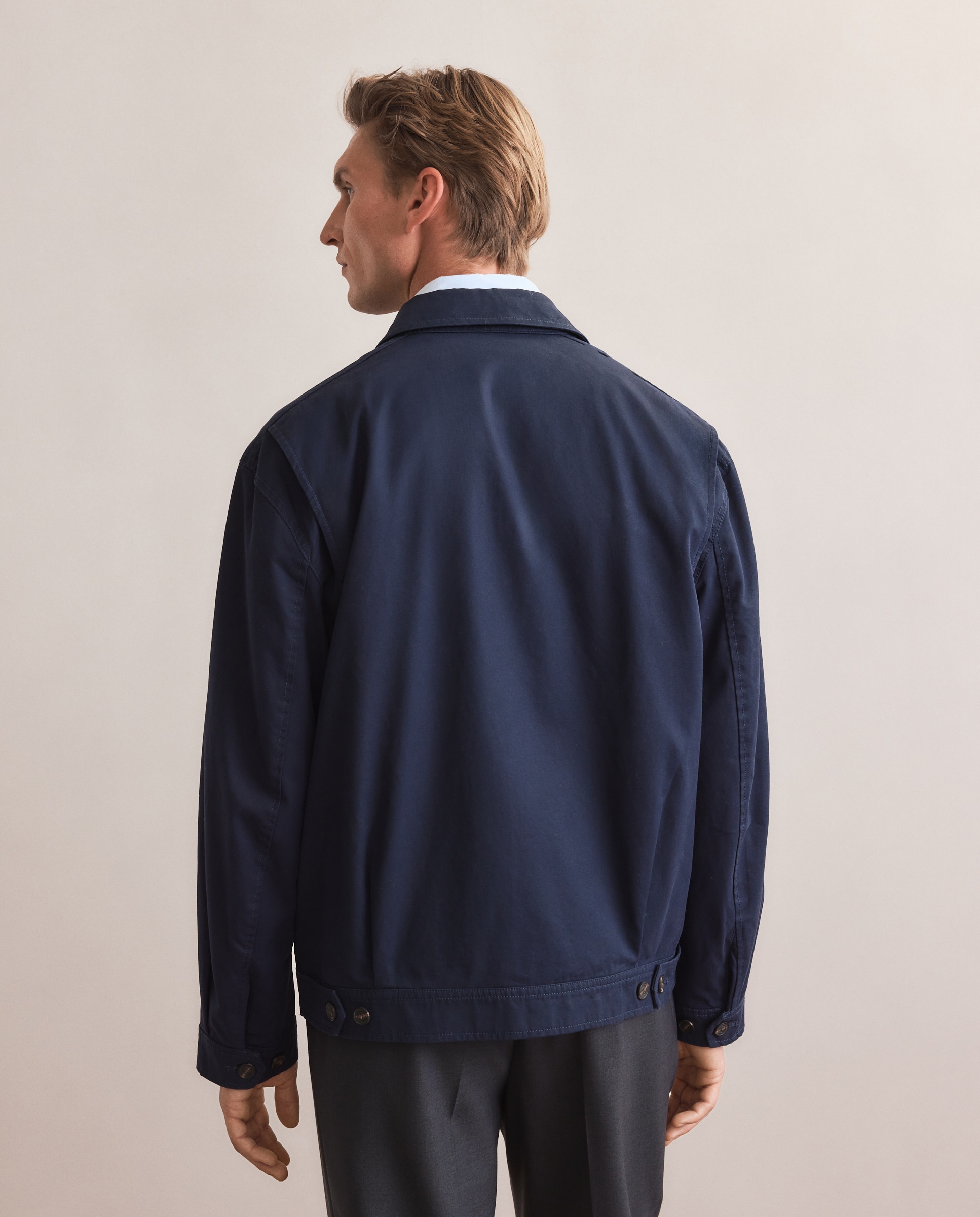 Cazadora de hombre tipo Harrington en algodón sostenible - Emidio Tucci - Azul marino Azul marino-5