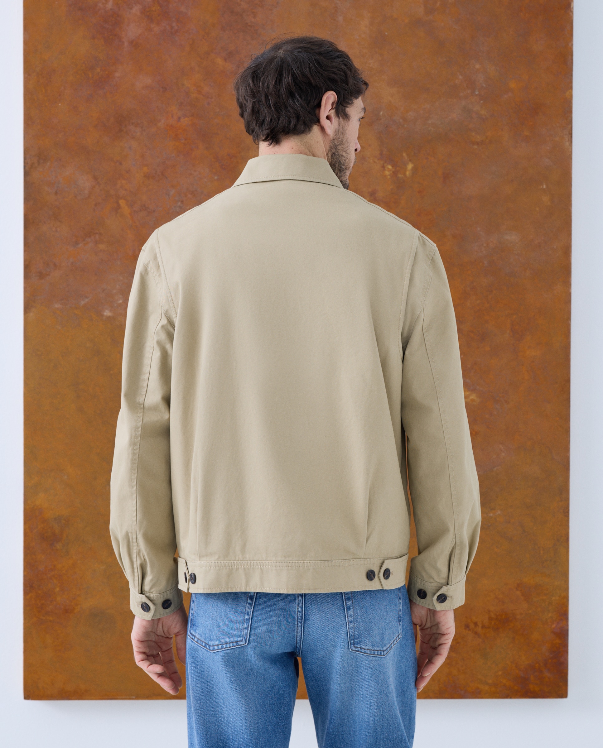 Blusão Tipo Harrington em Algodão Sustentável Bege-4