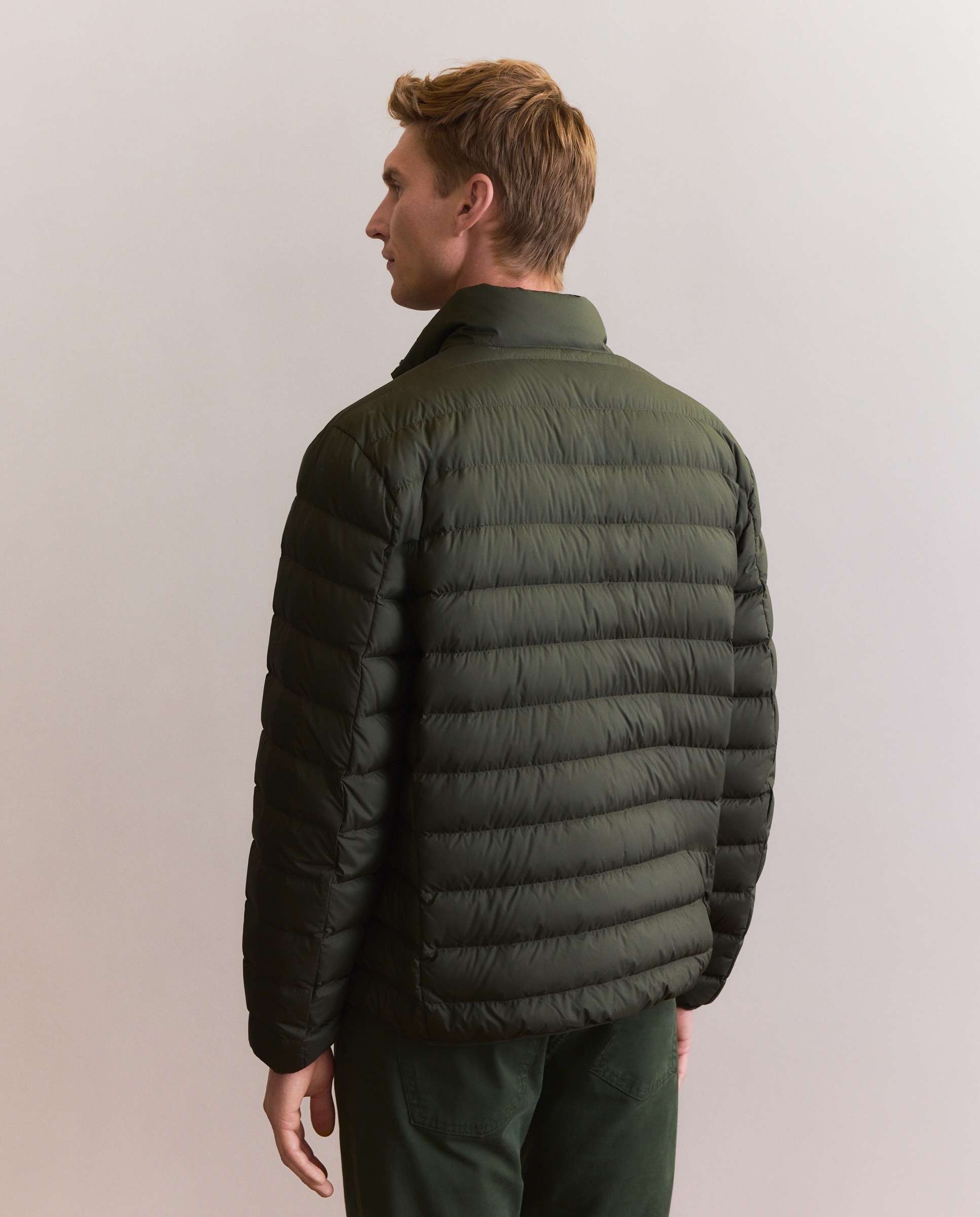 Plumífero de hombre de poliéster reciclado y pluma natural - Emidio Tucci - Kaki Kaki-4