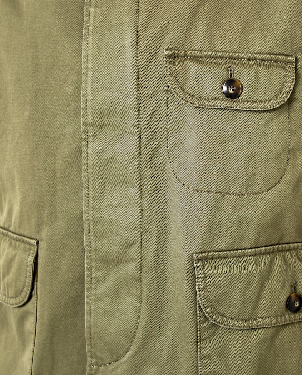Casaco Safari de Algodão com Lavagem Caqui-7
