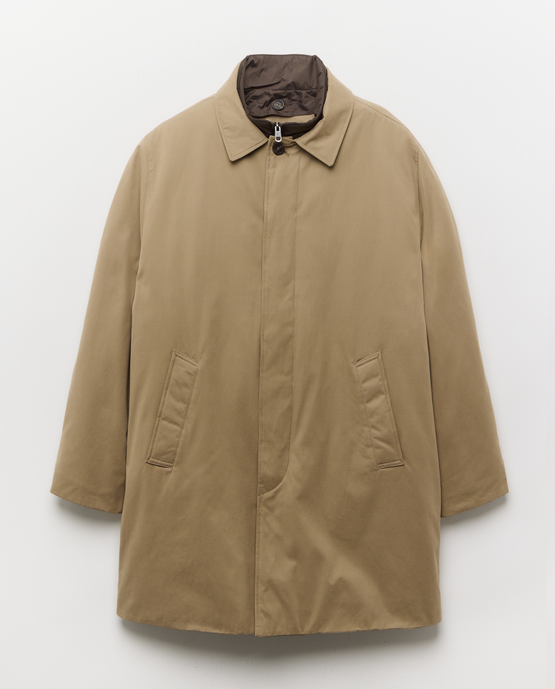 Gabardina forro acolchado y pecherin mezcla con algodón hombre - Emidio Tucci - Natural Natural-4