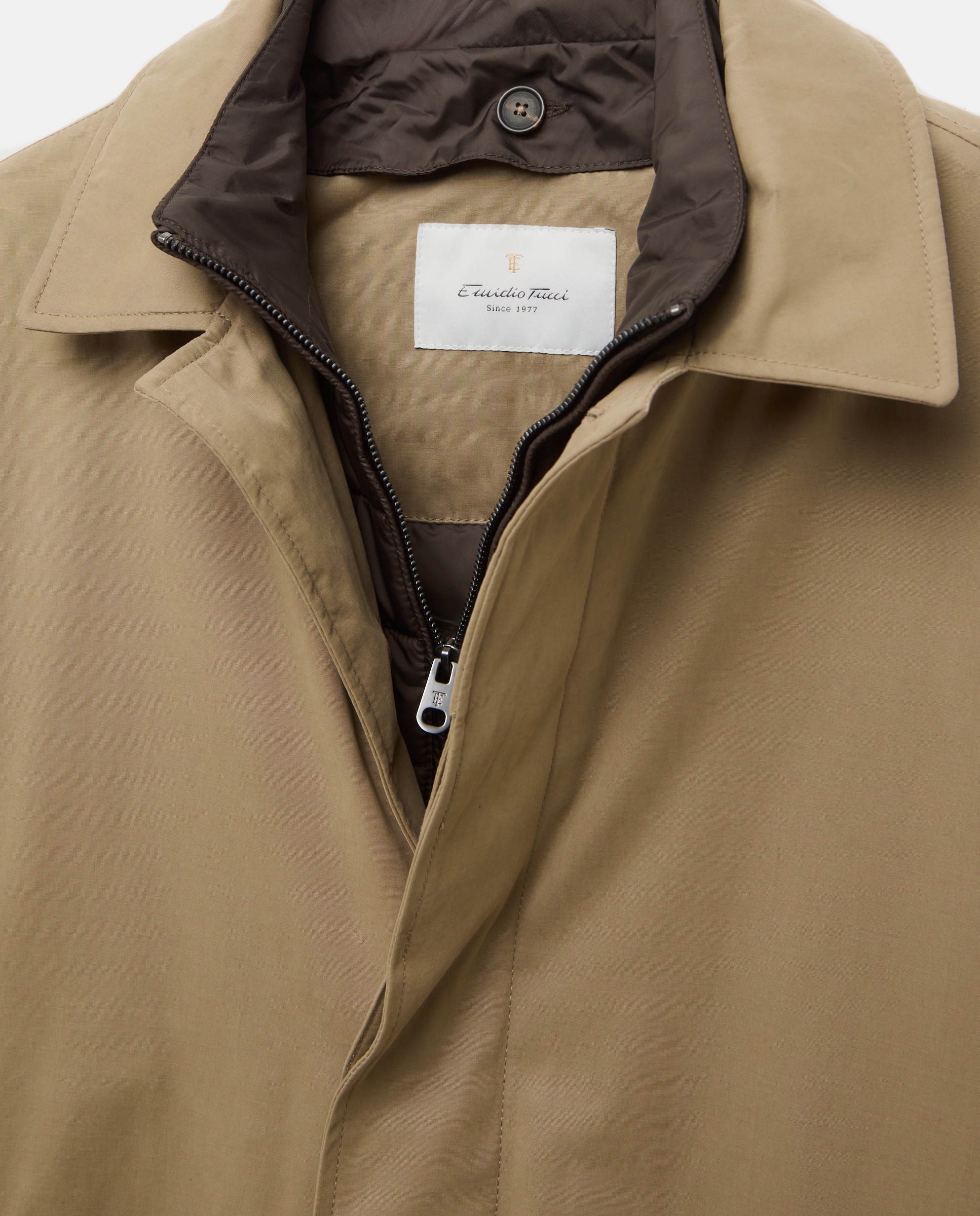 Gabardina forro acolchado y pecherin mezcla con algodón hombre - Emidio Tucci - Natural Natural-5