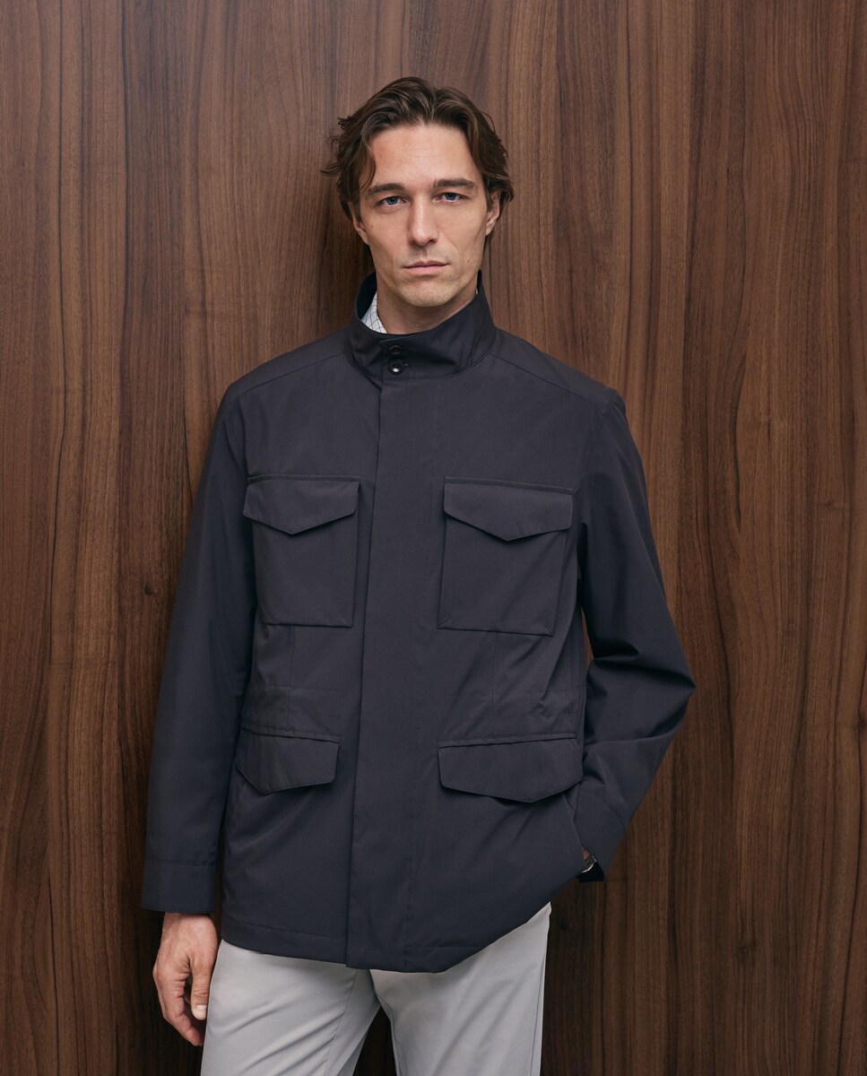 Imagen 0 de Parka multibolsillos tejido técnico hombre Azul marino